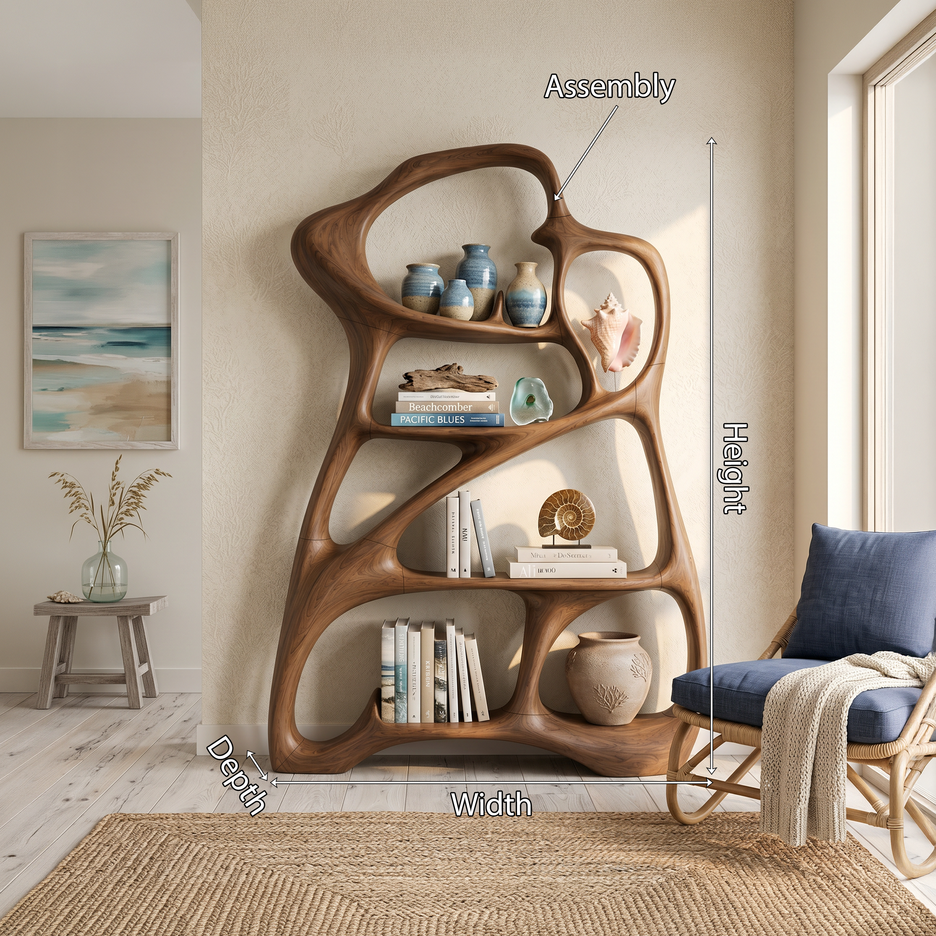 Organic Reading Corner Bookcase For Contemporary Interior SILDTTNBS061