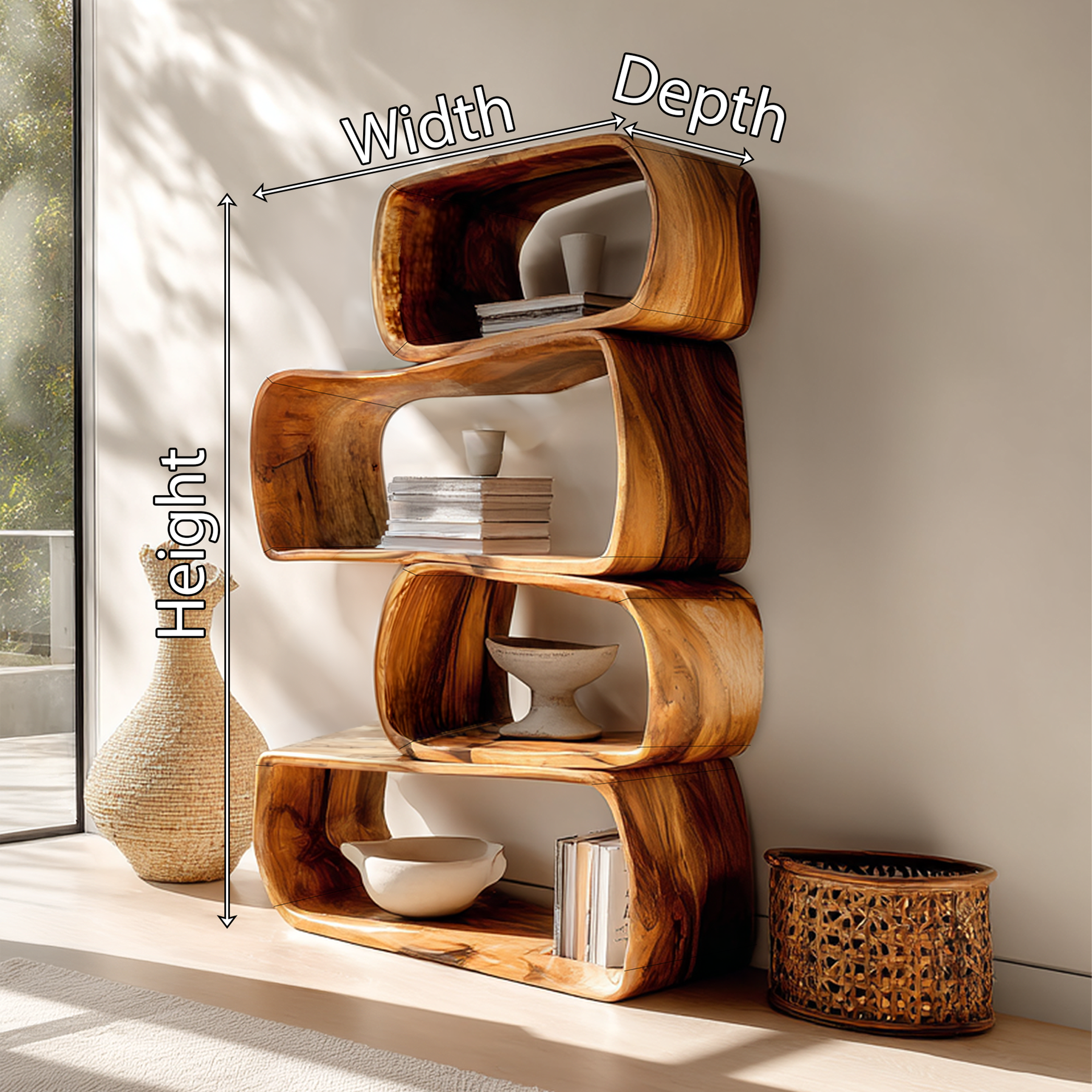 Rustic Farmhouse Abstract Bookshelf Apartment Living Space SILDTTRBS013