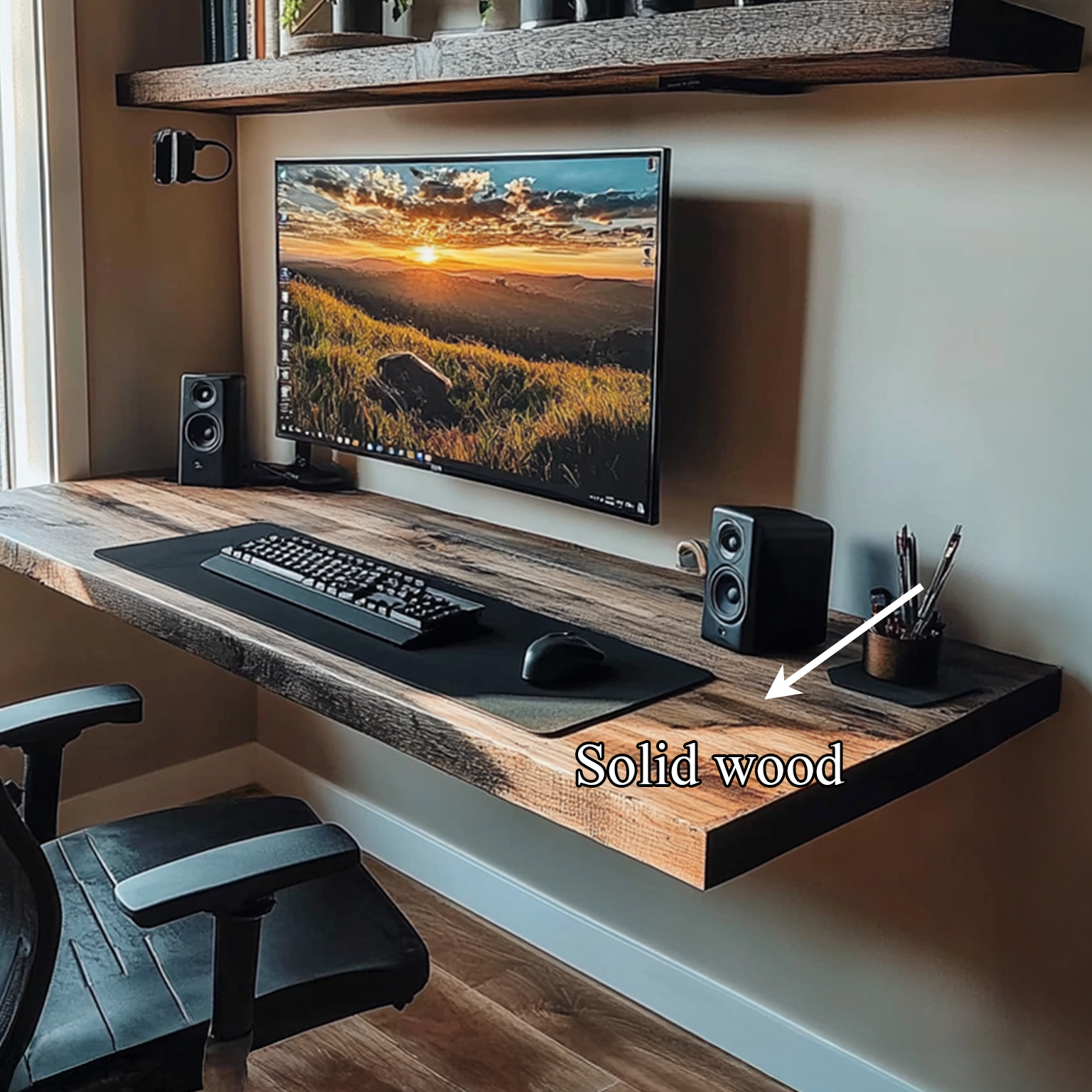 Custom Desk Shelf Solid Wood Minimalist Home Gift SINLSAFL075