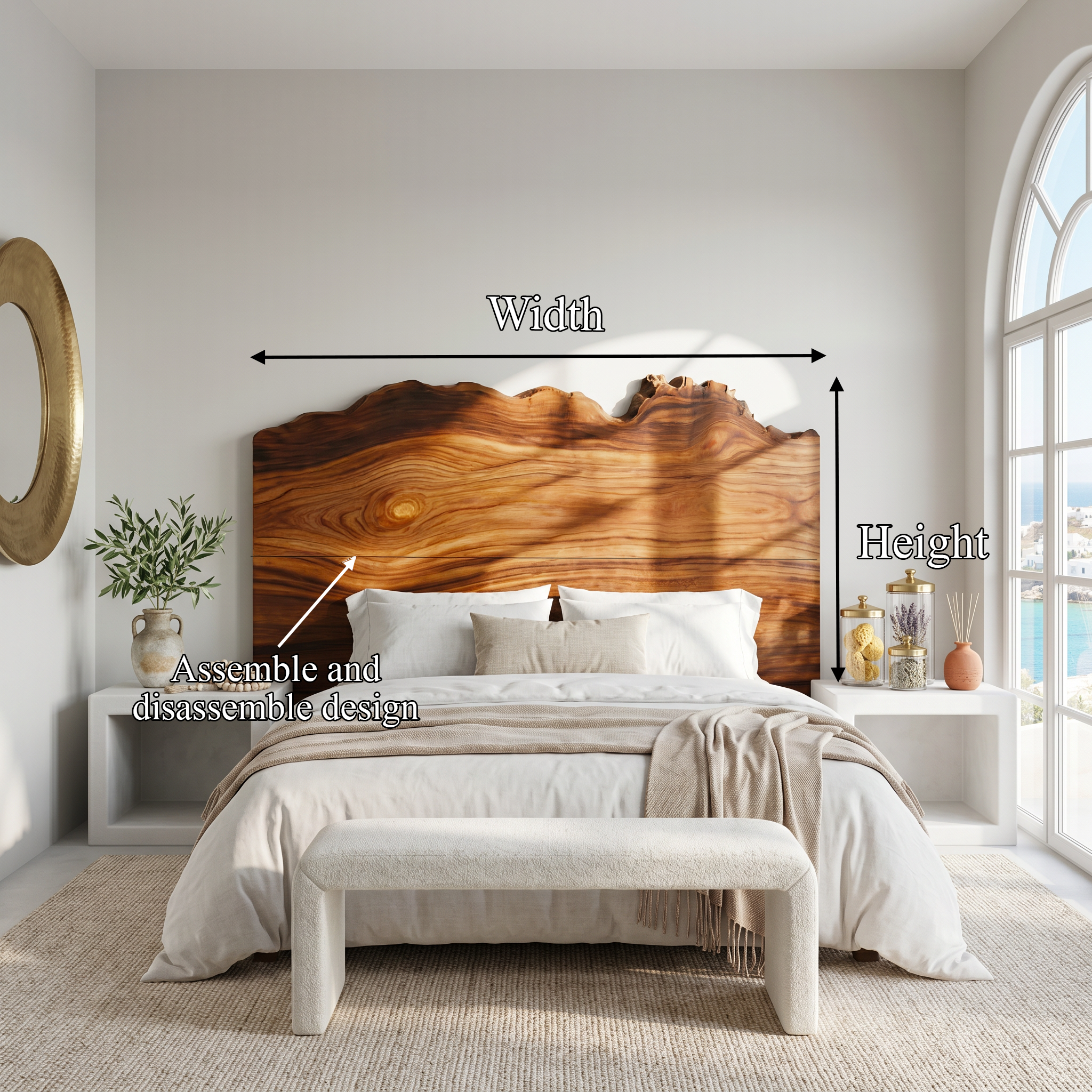 Organic Natural Edge Headboard Wooden Bed Headboard For Bedroom SINLSAHB062