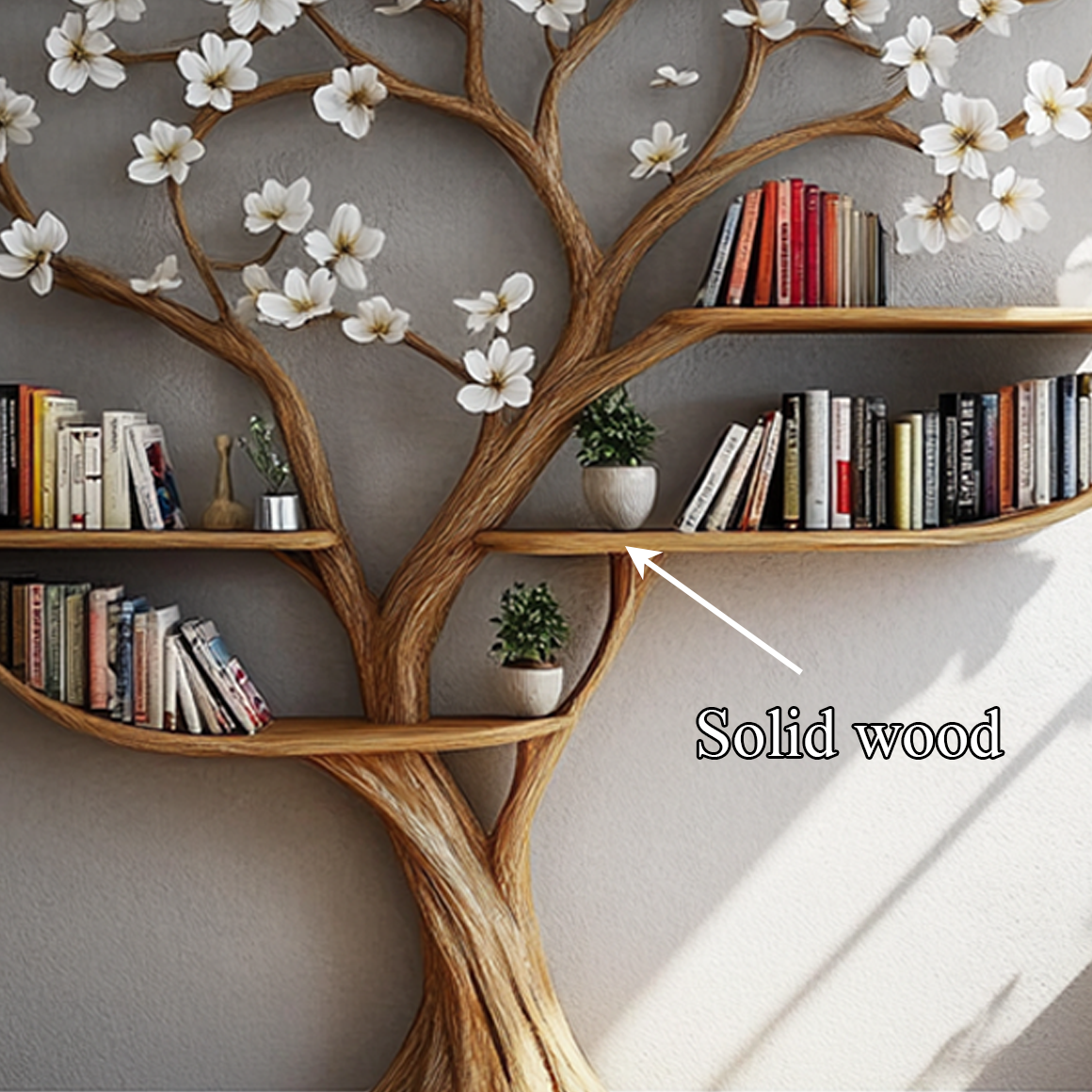 Rustic Tree Bookshelf Living Room Or Bedroom Flower Design SINLSATB456