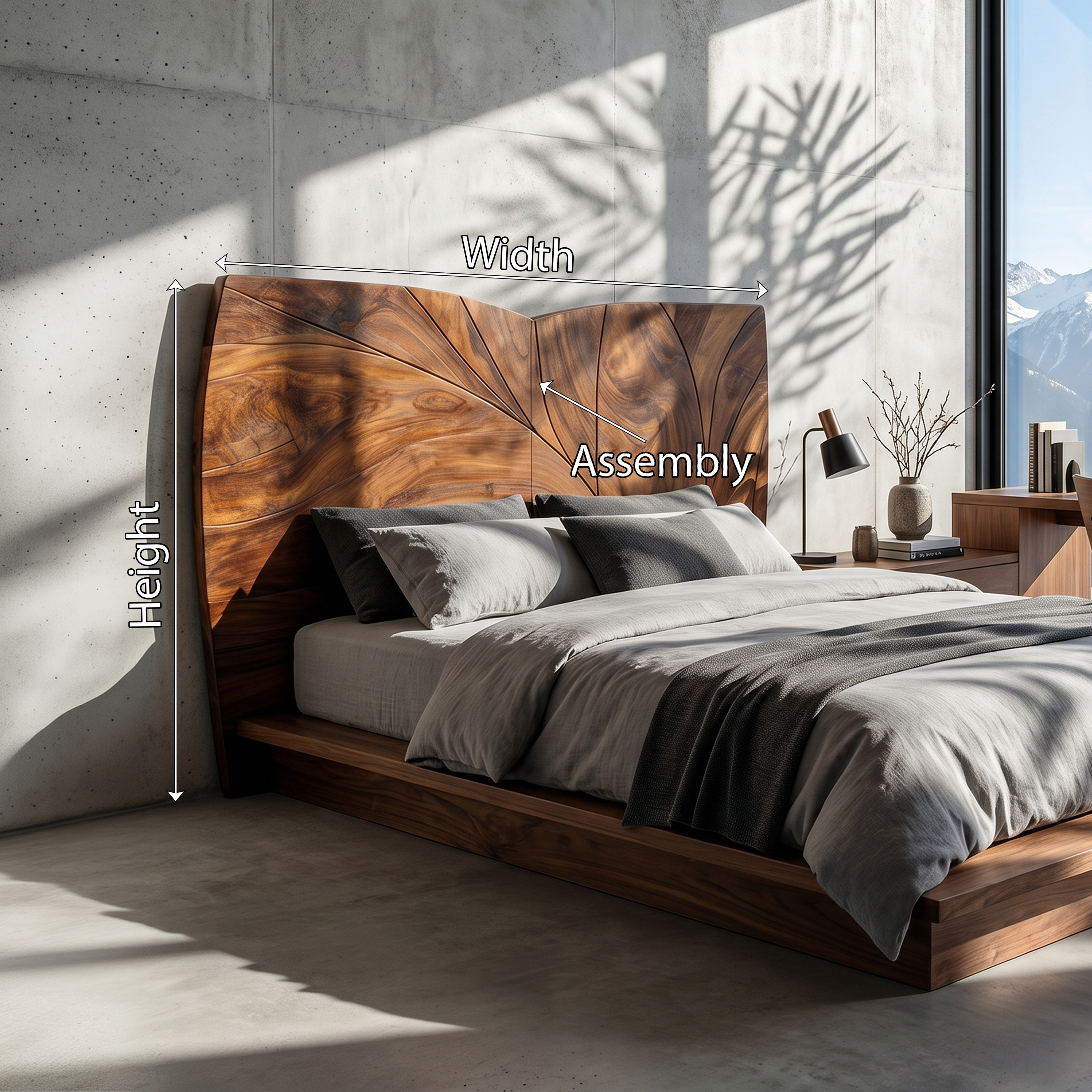 Geometric Walnut Wood Headboard For Modern Loft Bedroom SILDTTRHB025