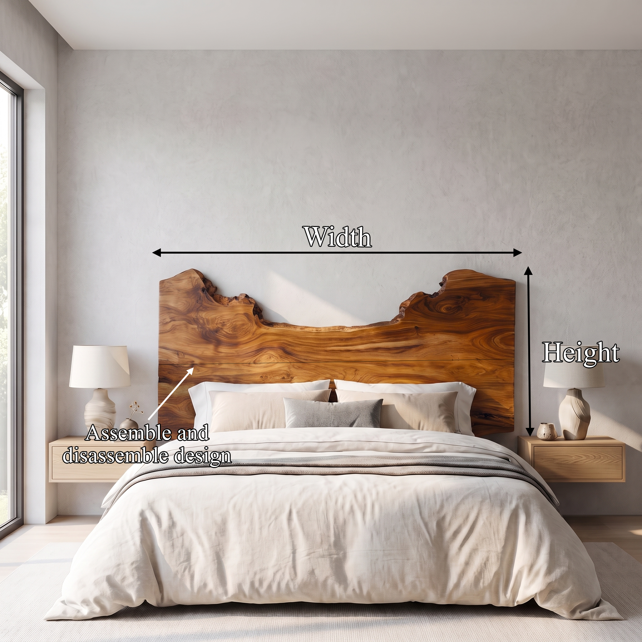 Natural Edge Headboard Wooden Bed Headboard For Bedroom SINLSAHB064