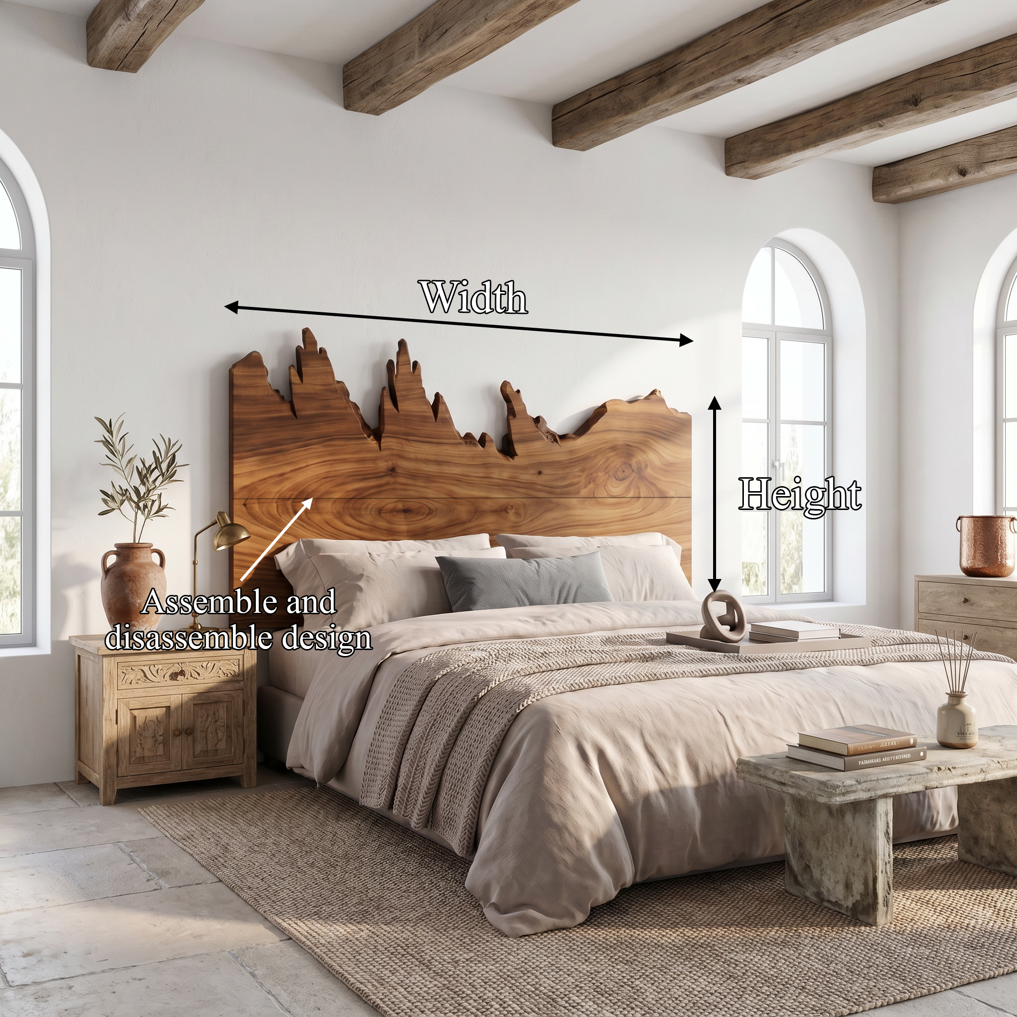 Rustic Mountain Ridge Headboard Wooden Bed Headboard For Bedroom SINLSAHB066
