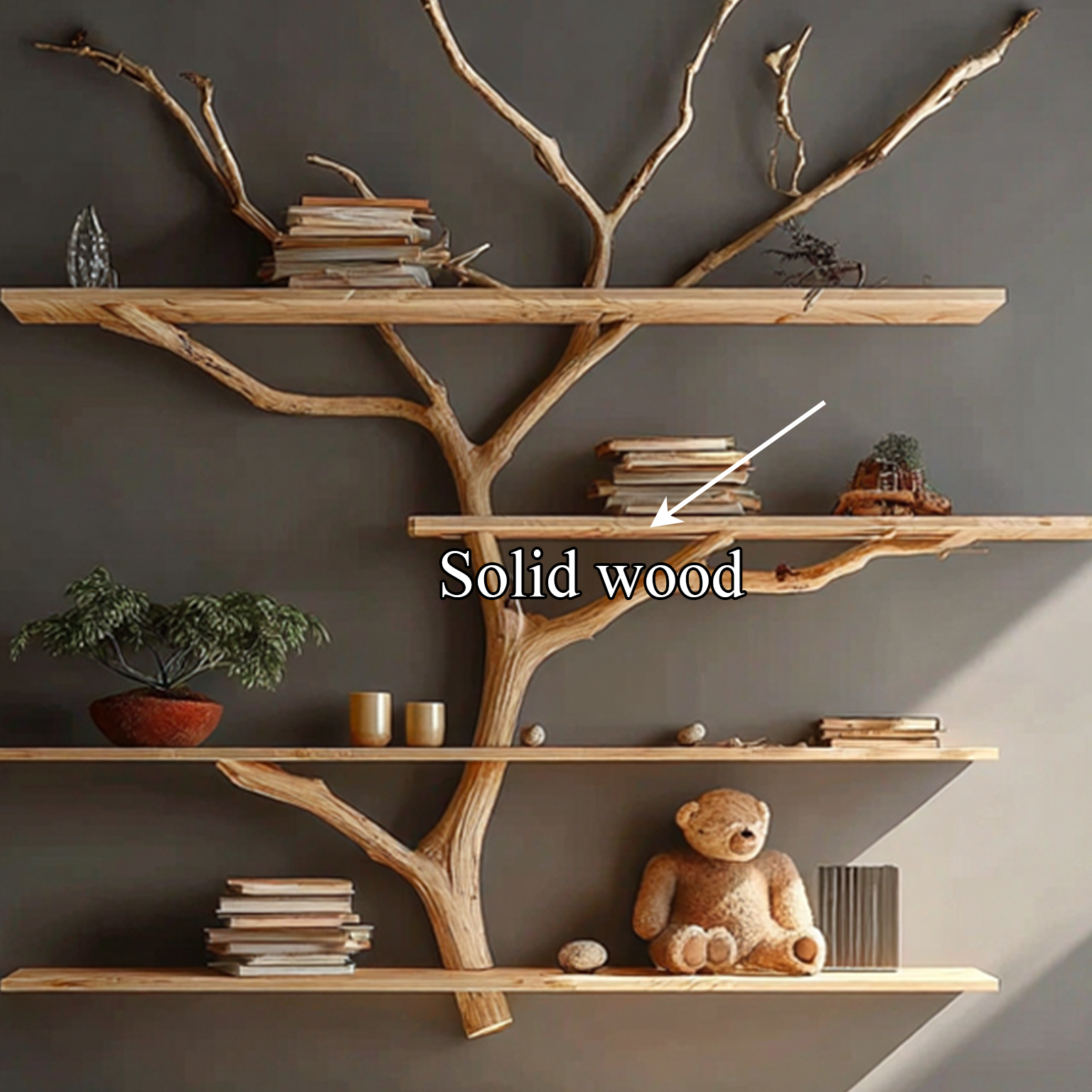 Rustic Book Tree Shelf Nursery Kids SINLSATBS030
