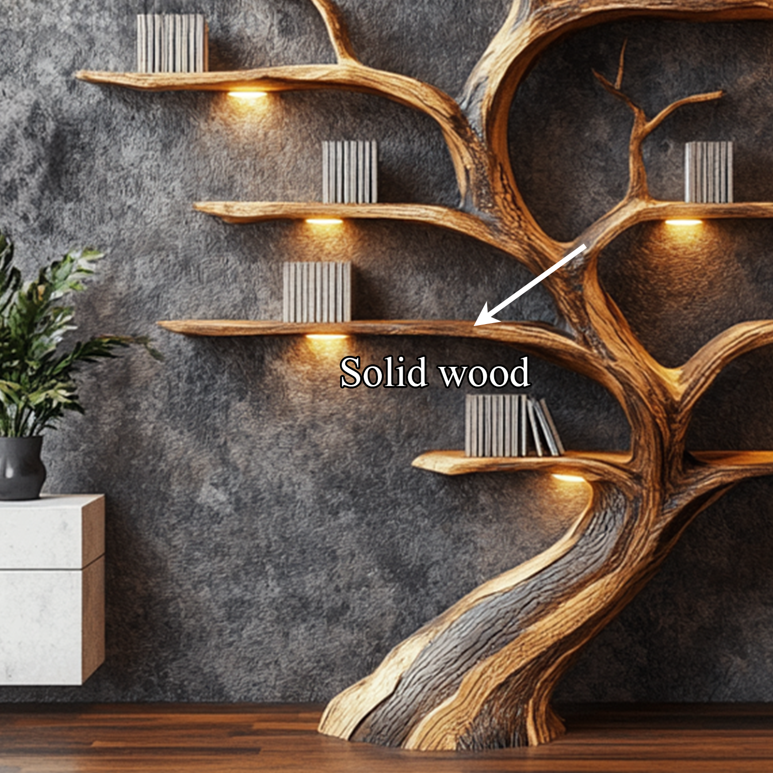 Rustic Tree Shelf Handmade Wood Wall Mounted Gift SINLSATB194