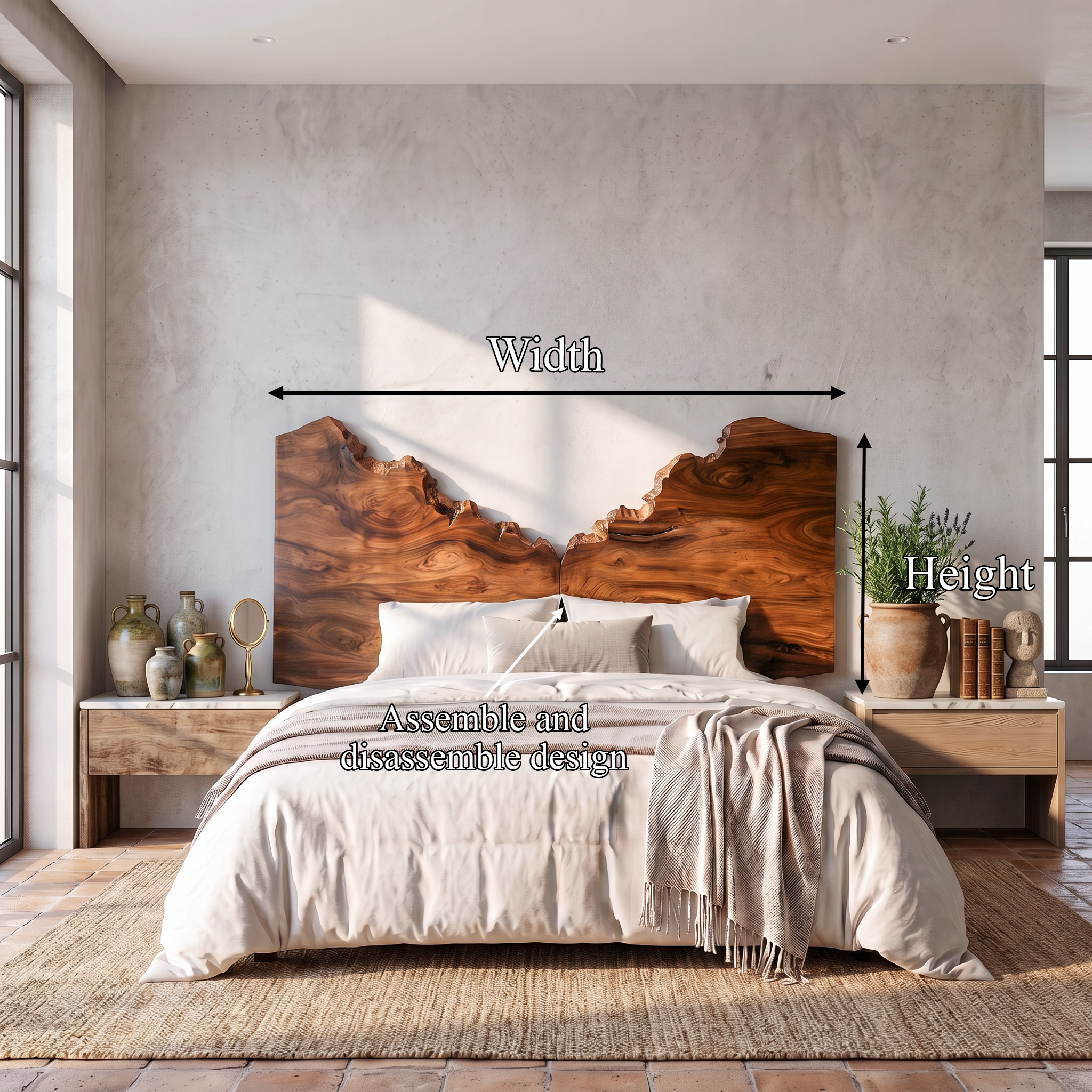 Organic Live Edge Headboard Wooden Bed Headboard For Bedroom SINLSAHB067