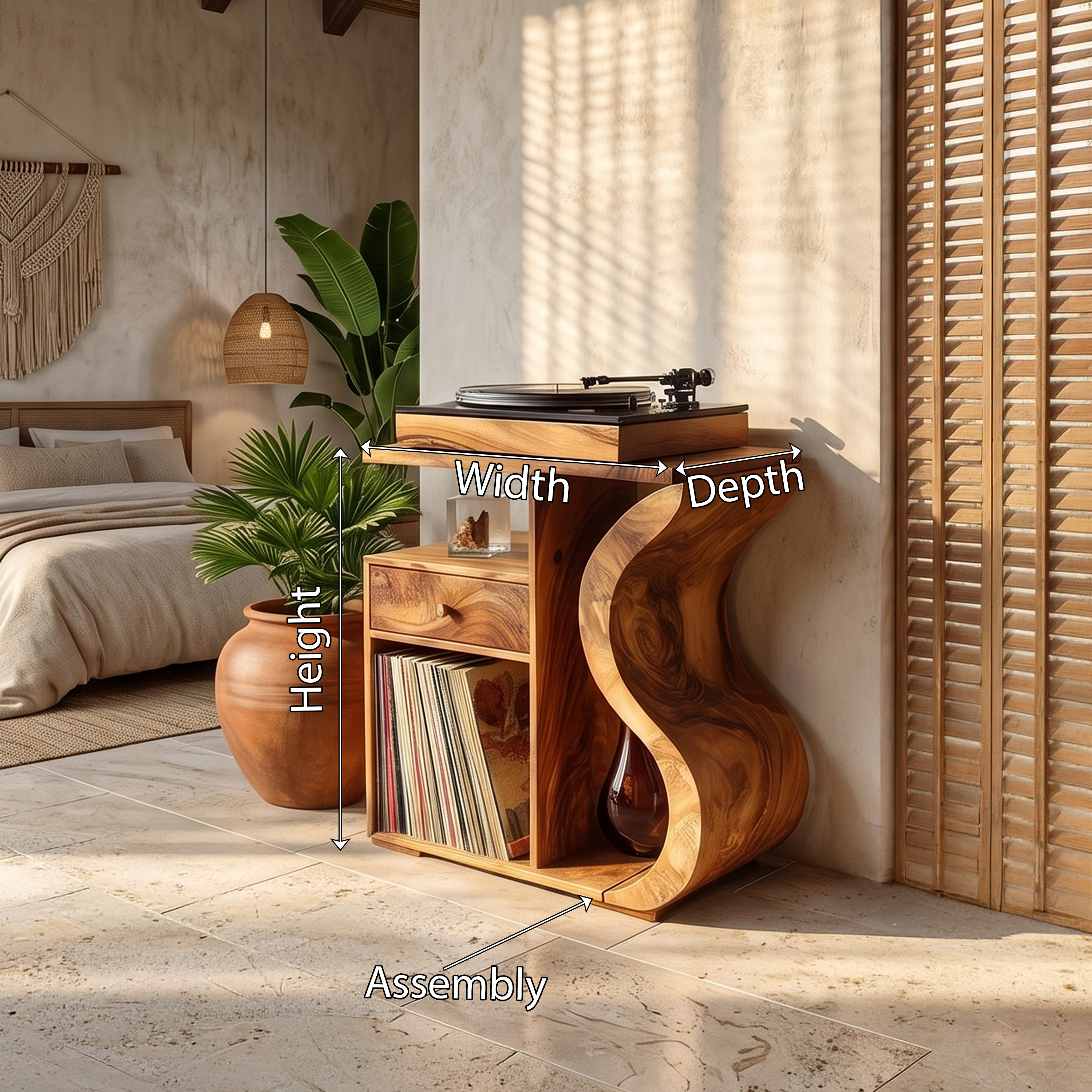 Organic Wave Vinyl Record Cabinet Boho Retreat SILDTTRRPT040