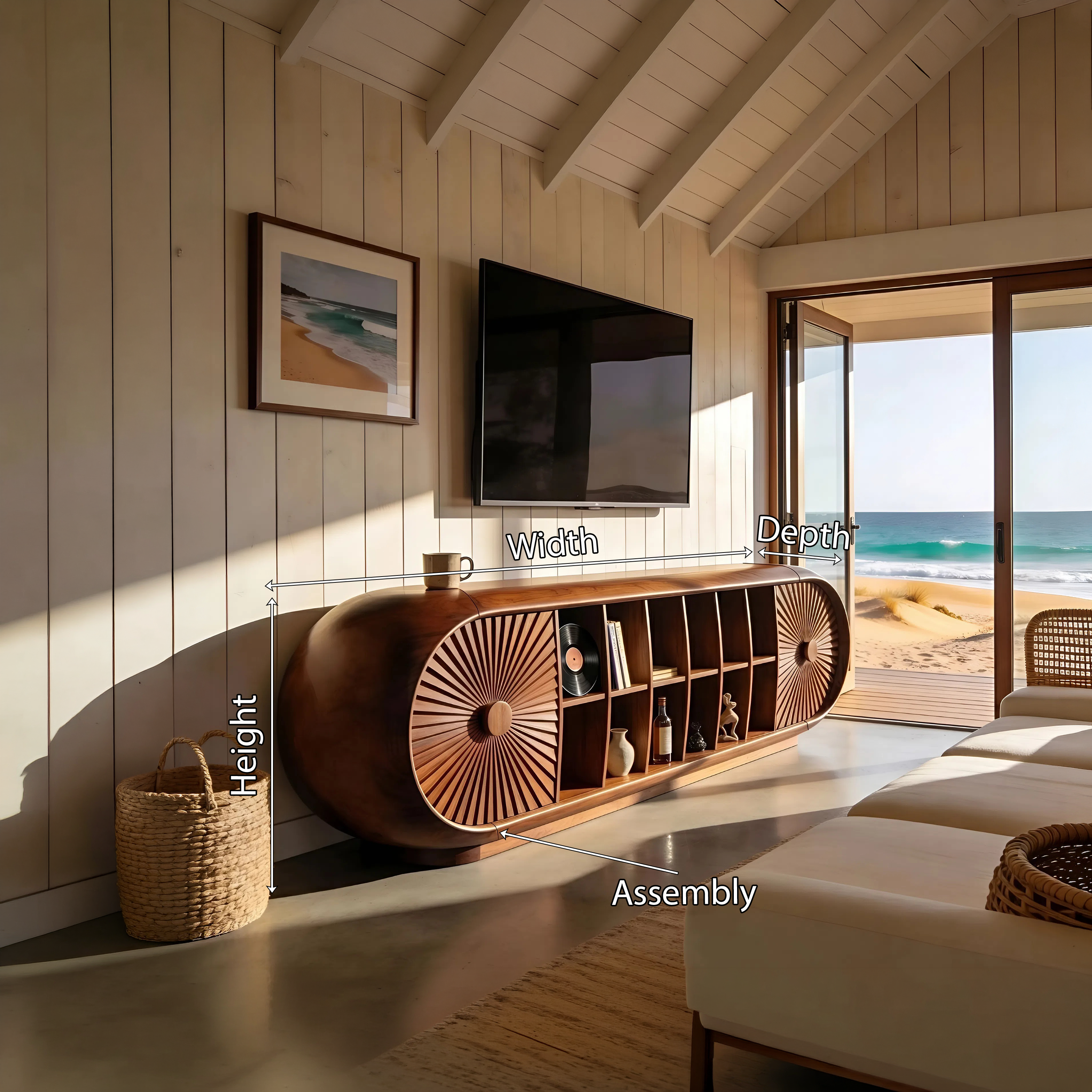 Scandinavian Organic TV Cabinet For Coastal Interior Space SILDTTNTVC151