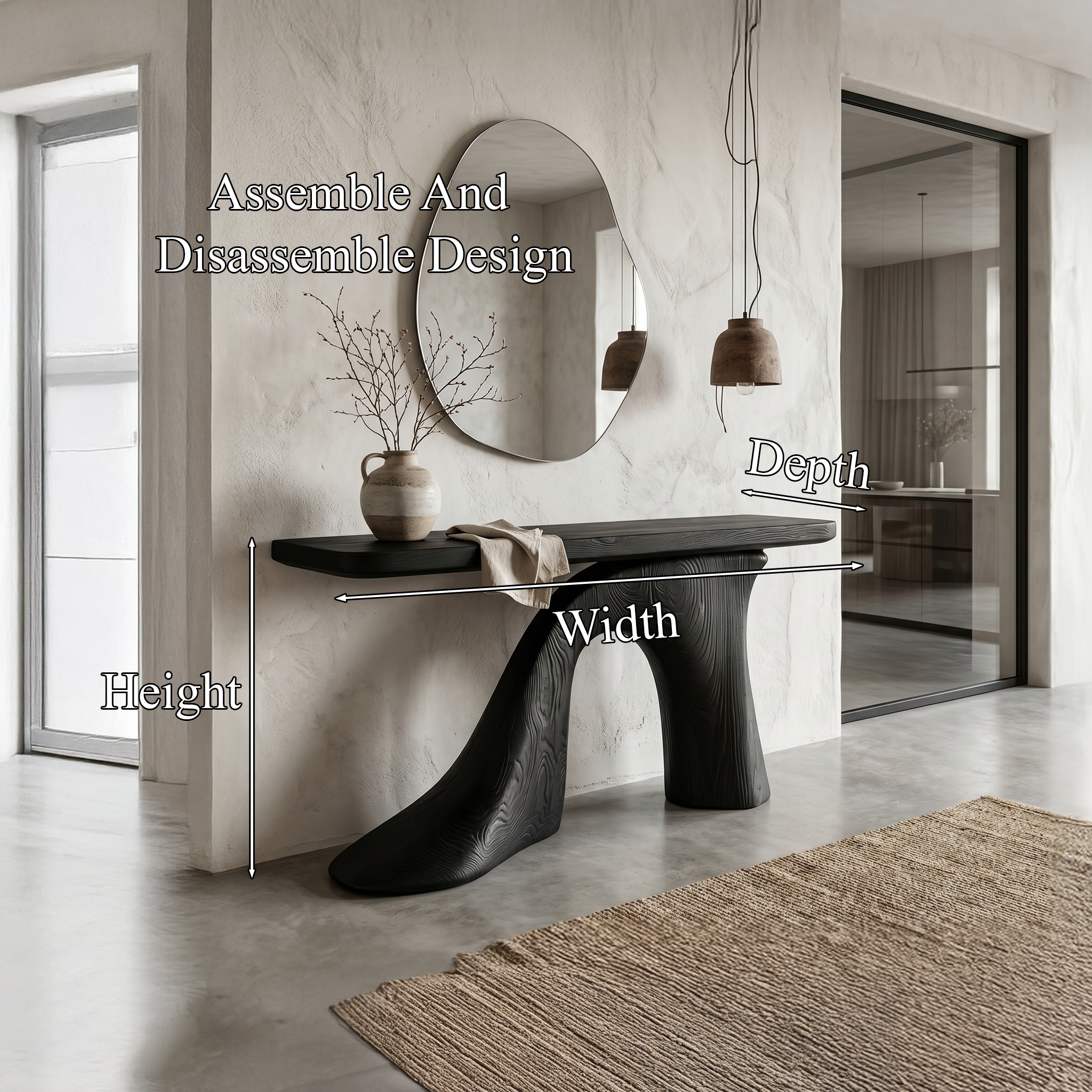 Modern Console Table Entryway Table With Sculptural Base For Living Room SINLHACS573