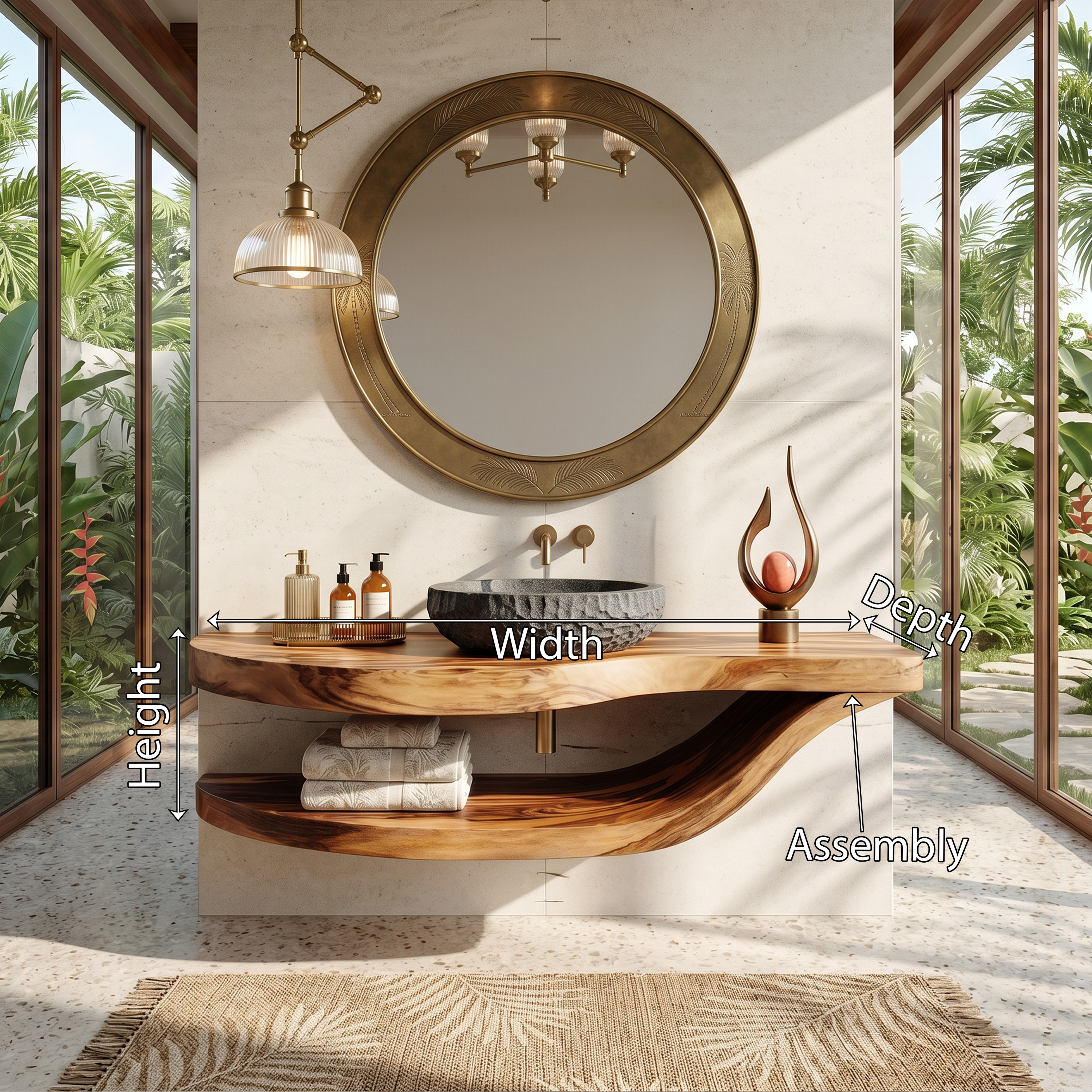 Luxury Open Shelf Vanity Cabinet Resort Suite SILDTTRBRV181