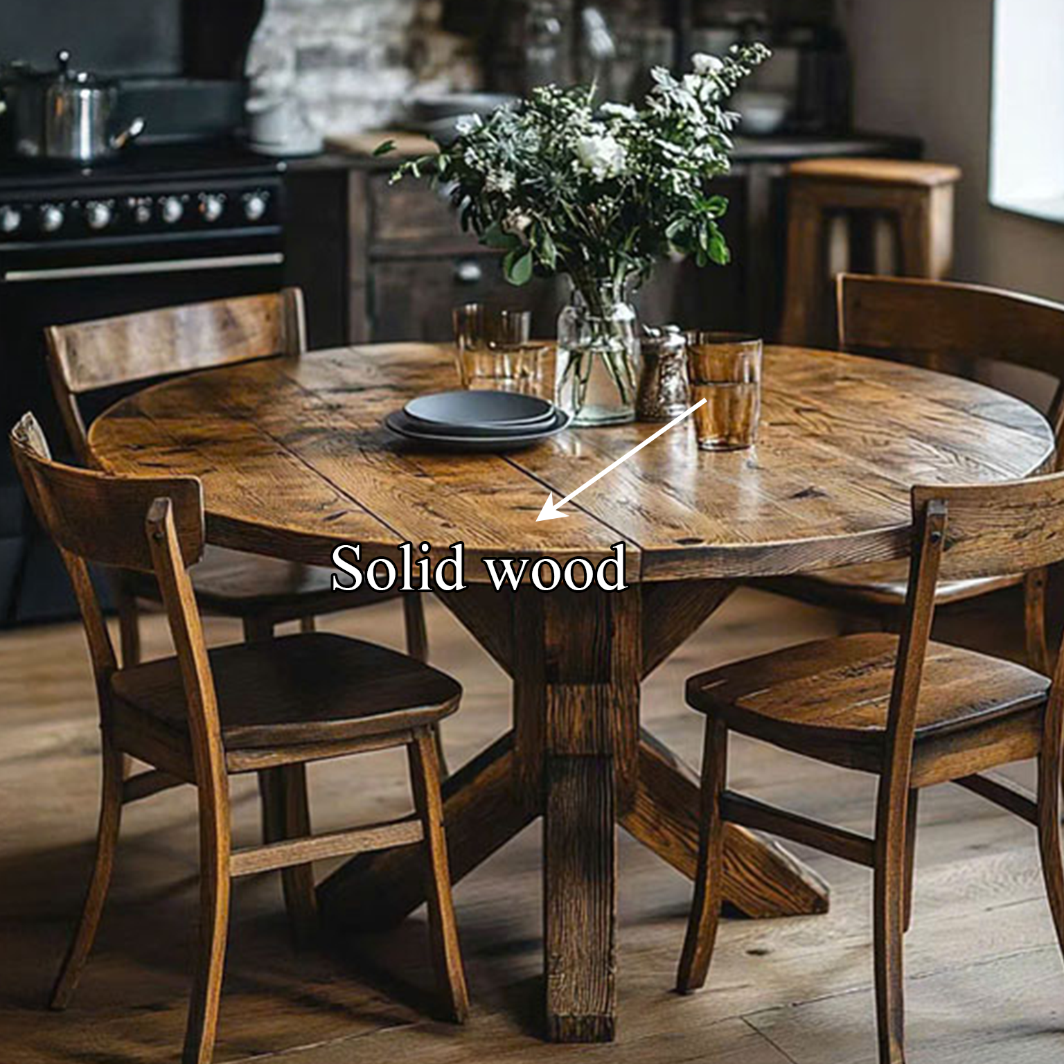 Rustic Round Dining Table Small Dining Room SINLSADT074