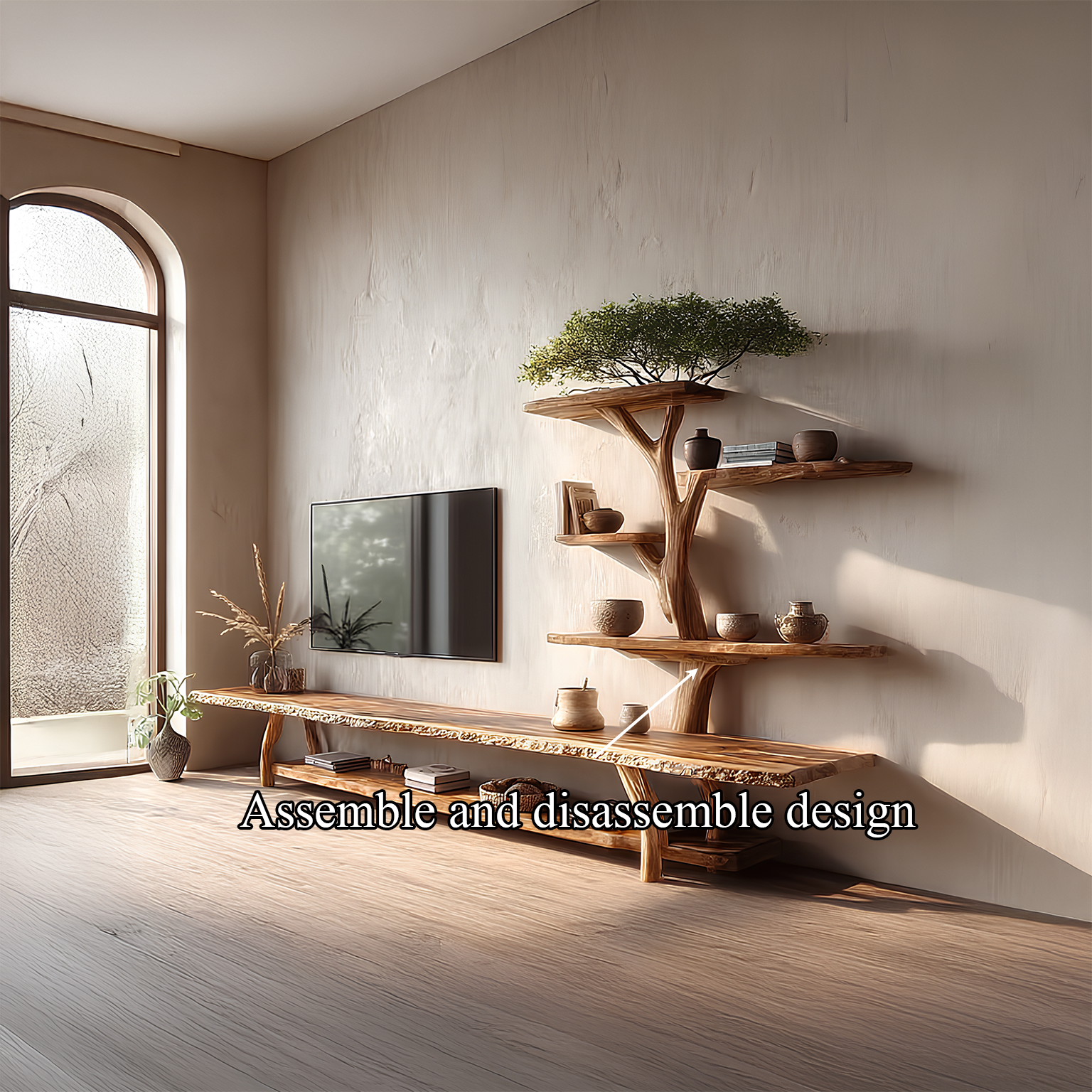 Custom Shelf TV Solid Wood Handmade Gift SINLSATB235