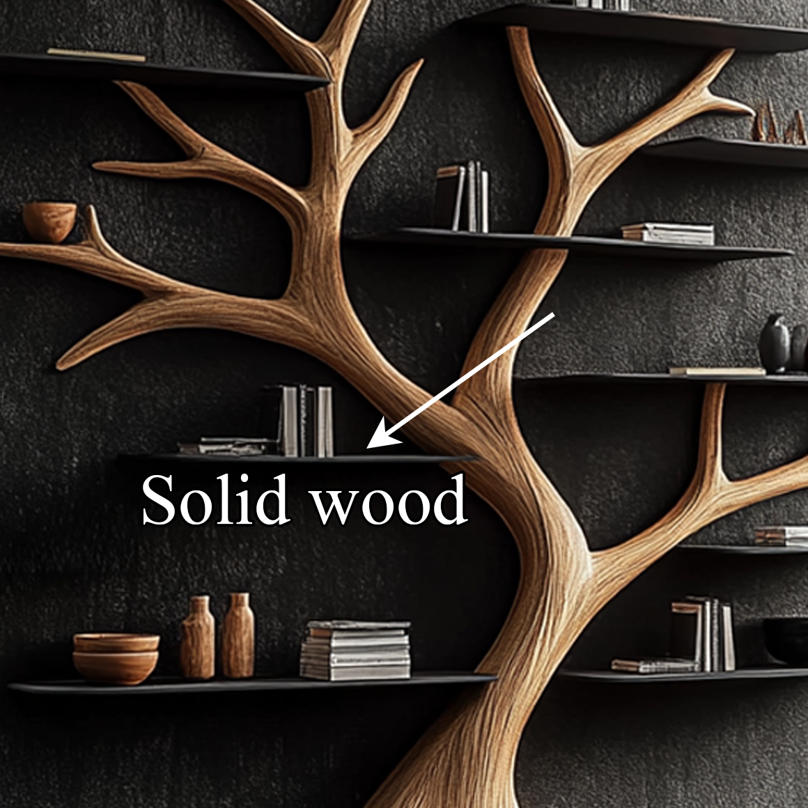 Rustic Wide Tree Bookshelf Home Office or Living Room Storage SINLSATB347