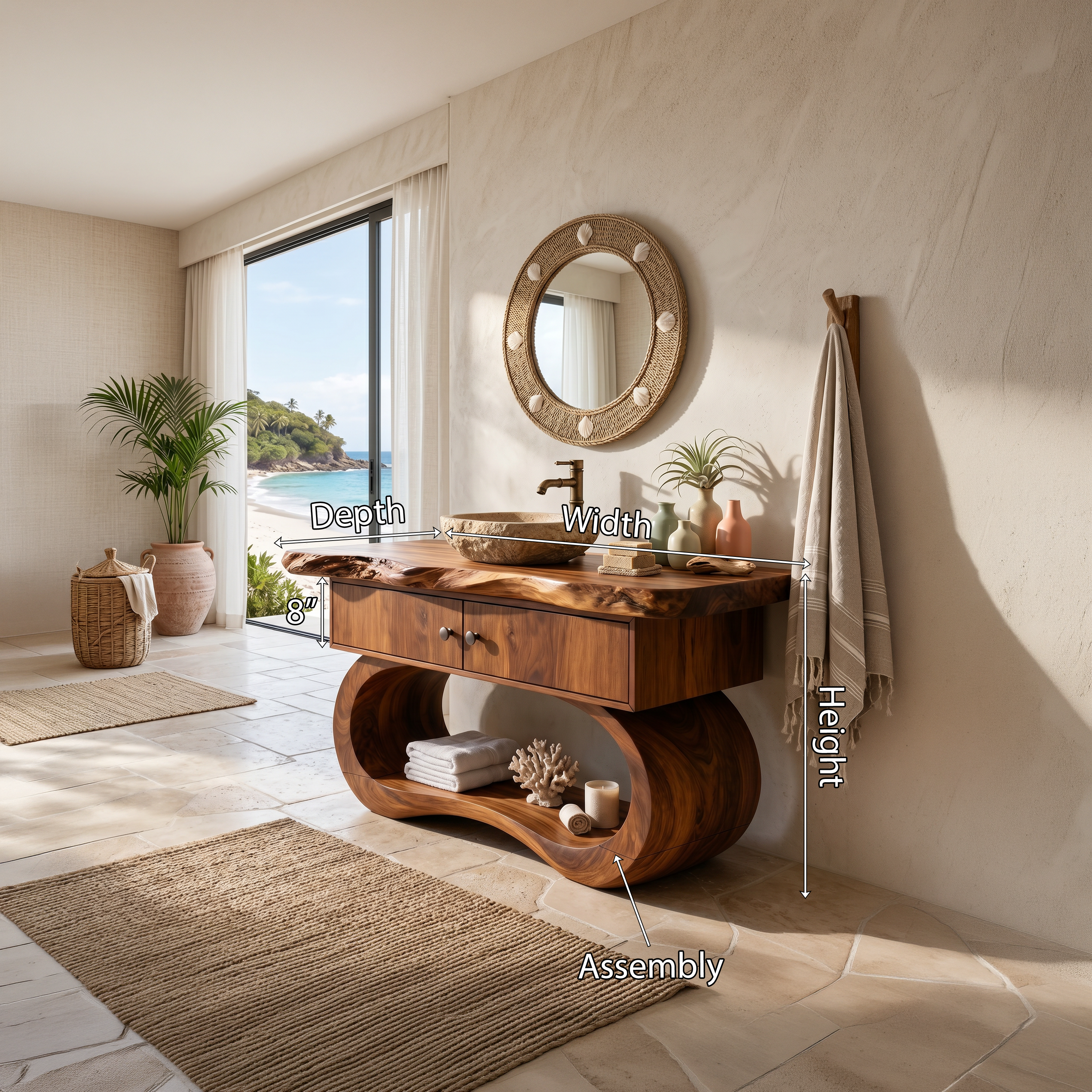 Minimalist Organic Vanity With Open Shelf For Interior SILDTTNBRV064