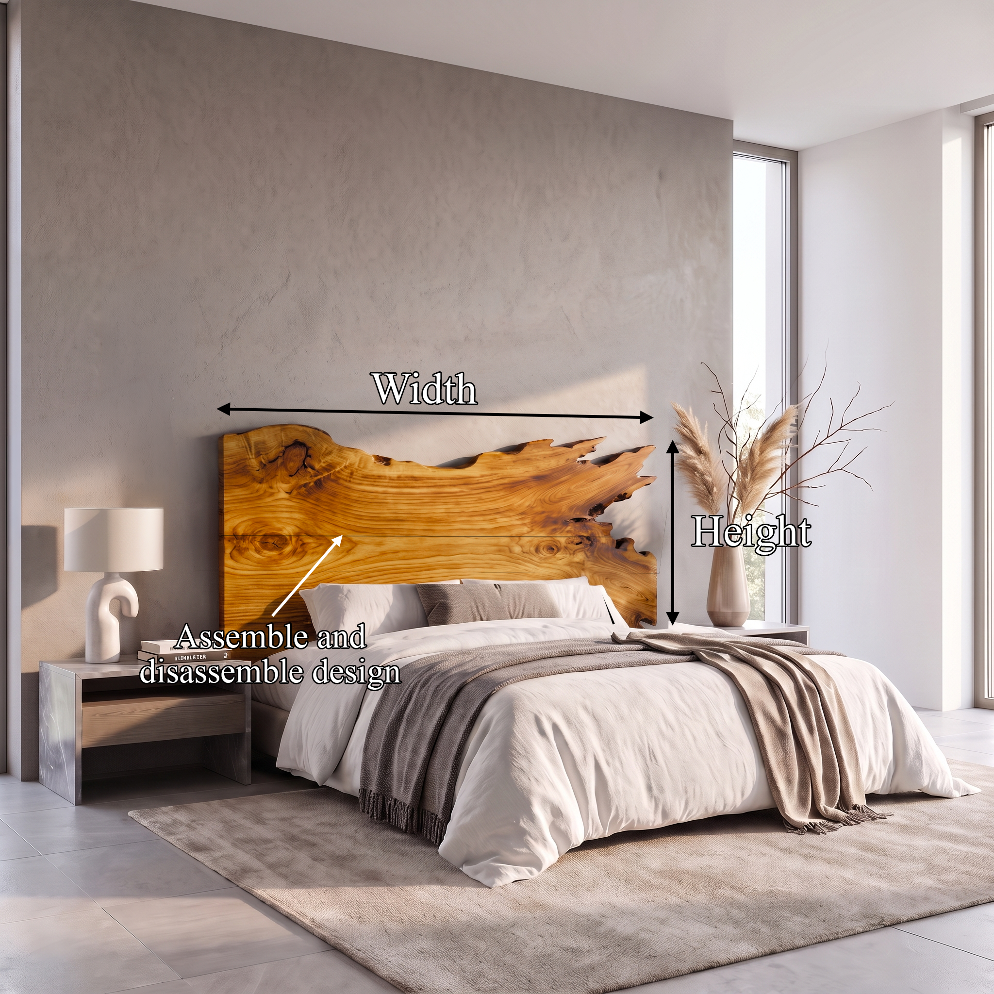Modern Split Edge Headboard Wooden Bed Headboard For Bedroom SINLSAHB068