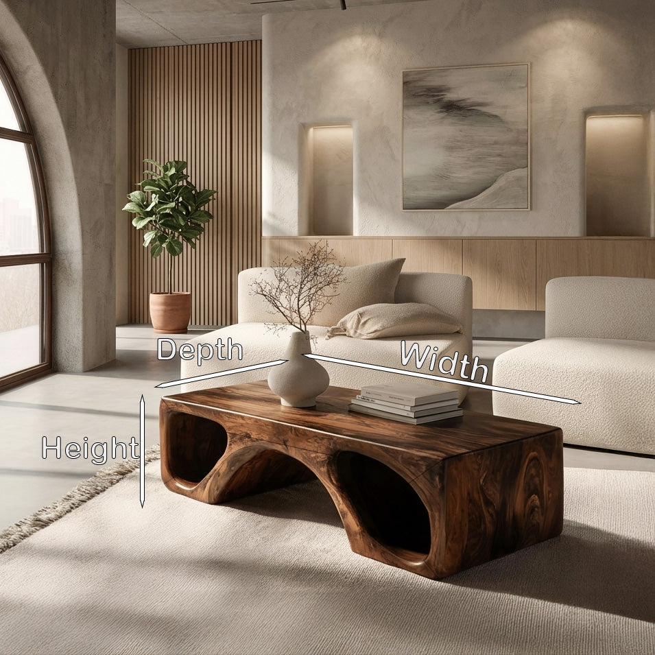 Contemporary Natural Wood Coffee Table With Unique Form For Home RTTHHNCF075