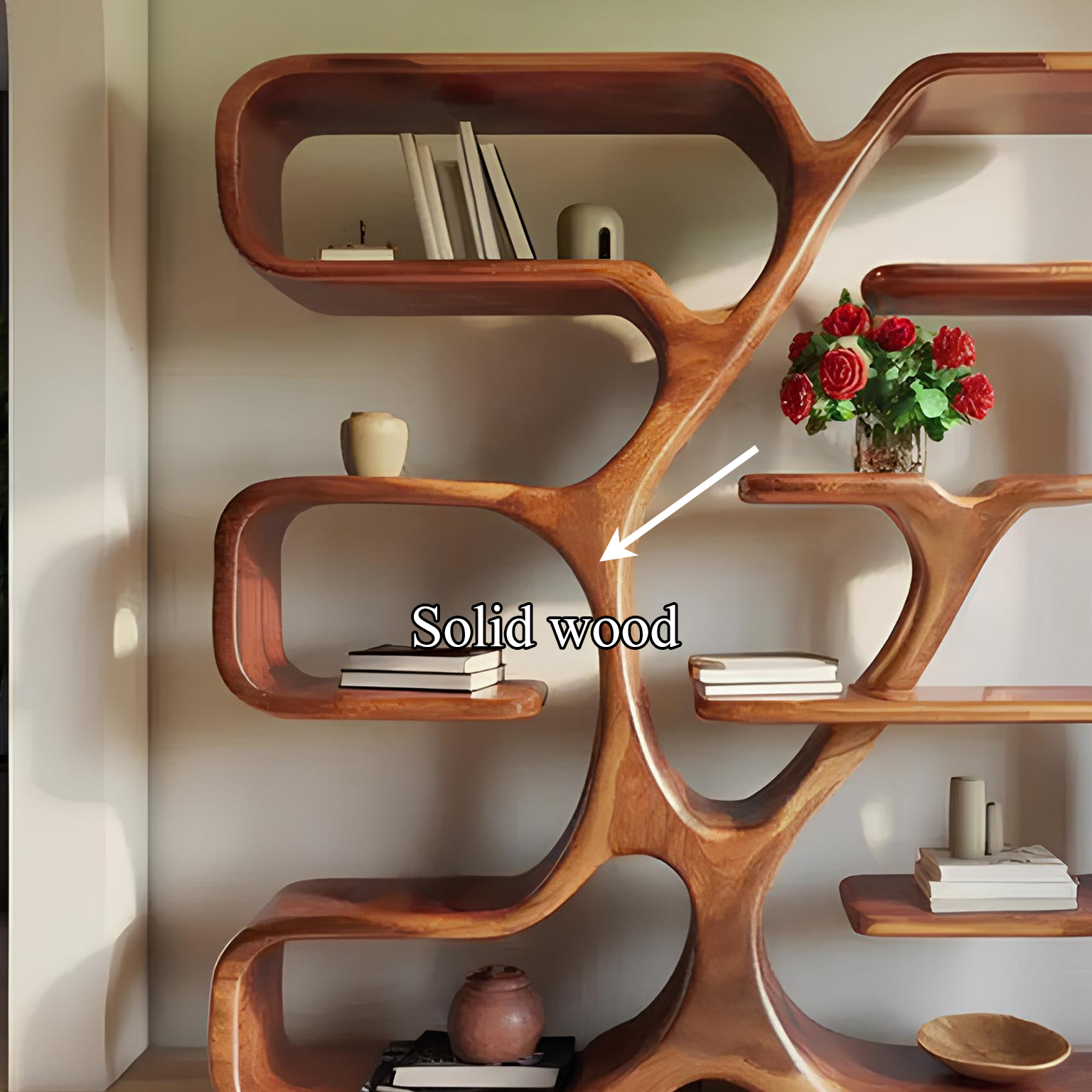 Artistic Bookshelf Solid Wood Modern Home Gift SINLSATB195