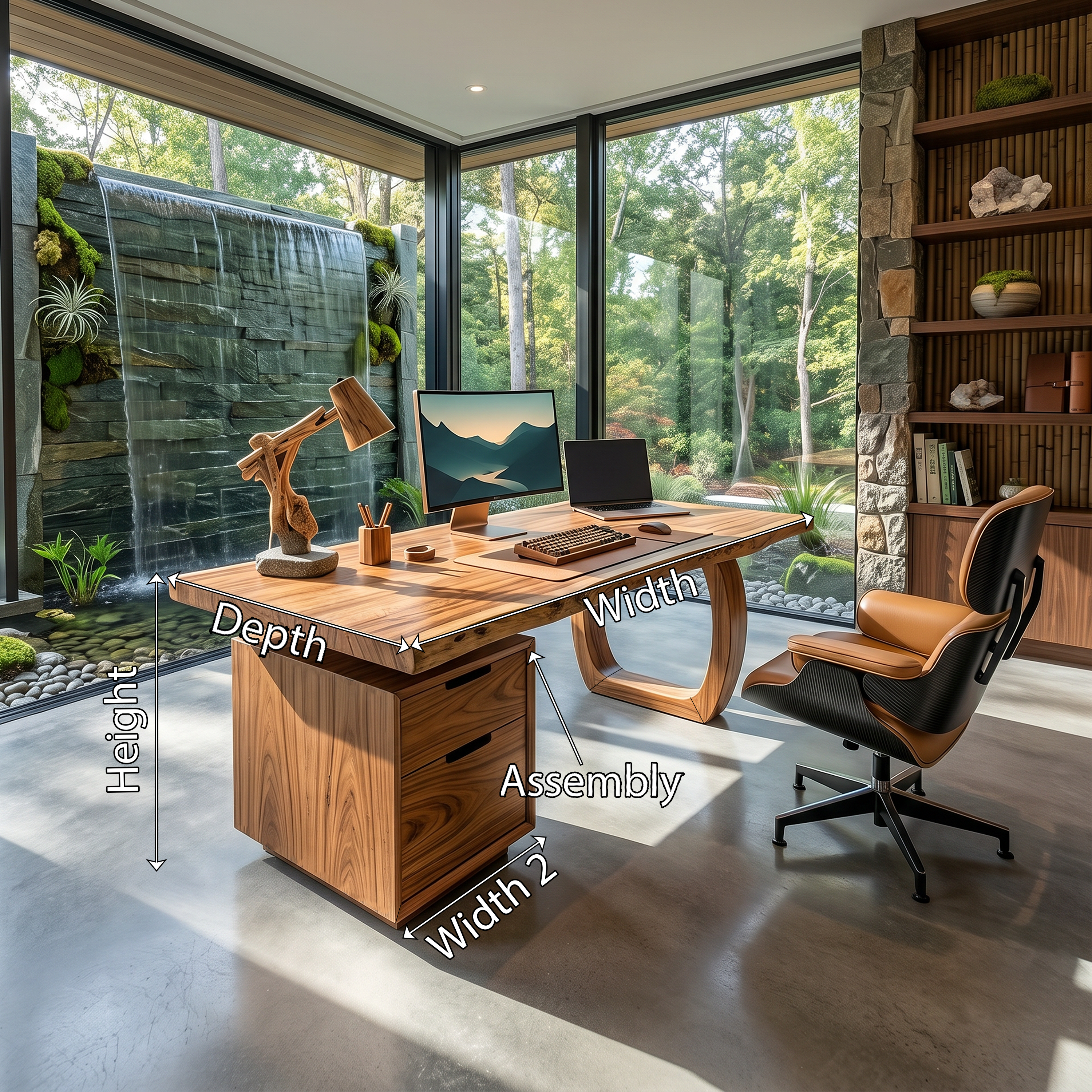 Modern Computer Desk With File Cabinet For Garden View Office SILDTTRDE006