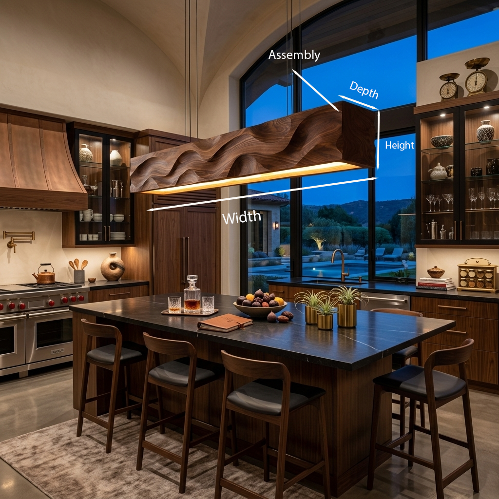 Modern Pendant Lighting With Carved Wave For Dining Area RTTHTTCE013