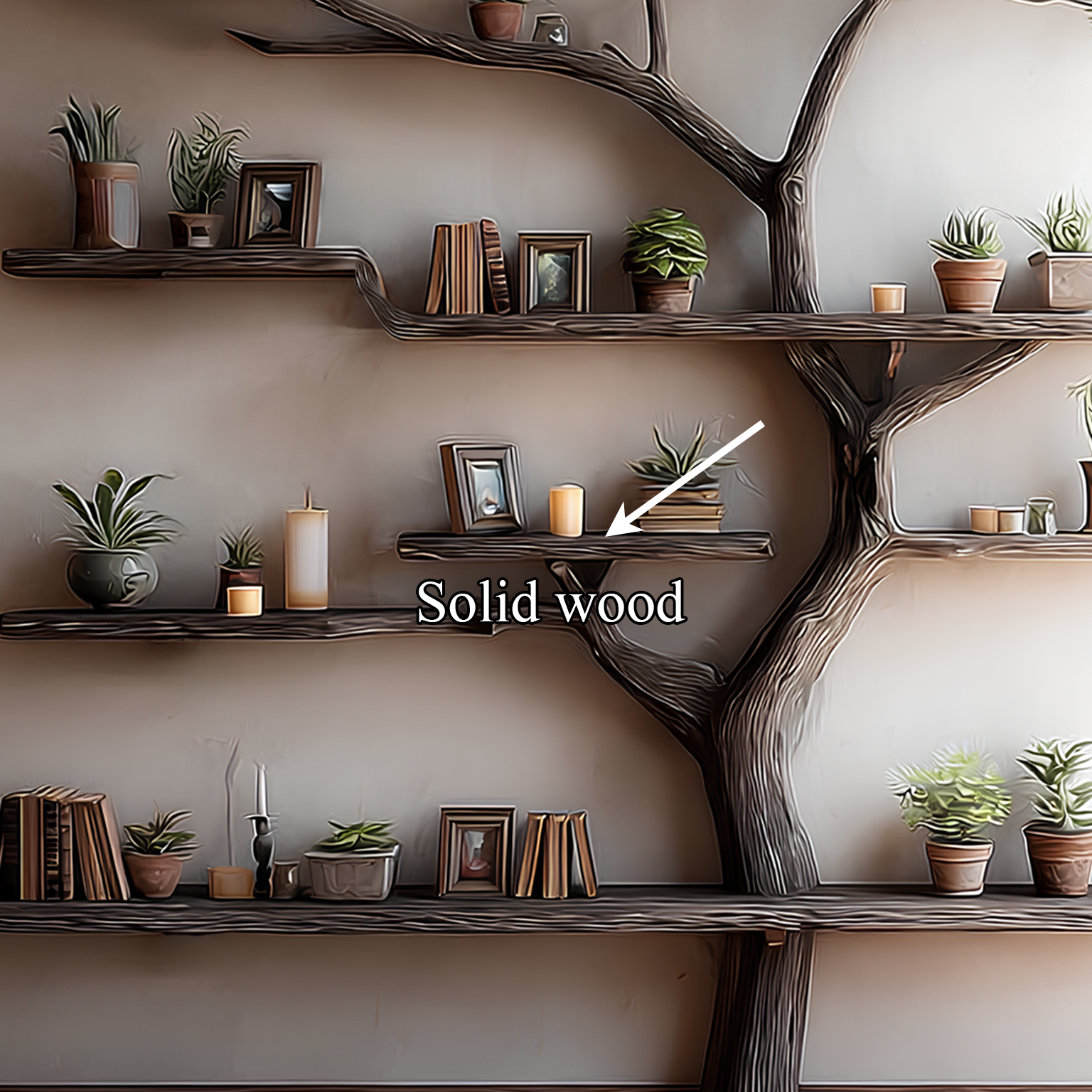 Rustic Tree Bookshelf Living Wall Decor SINLSATB205