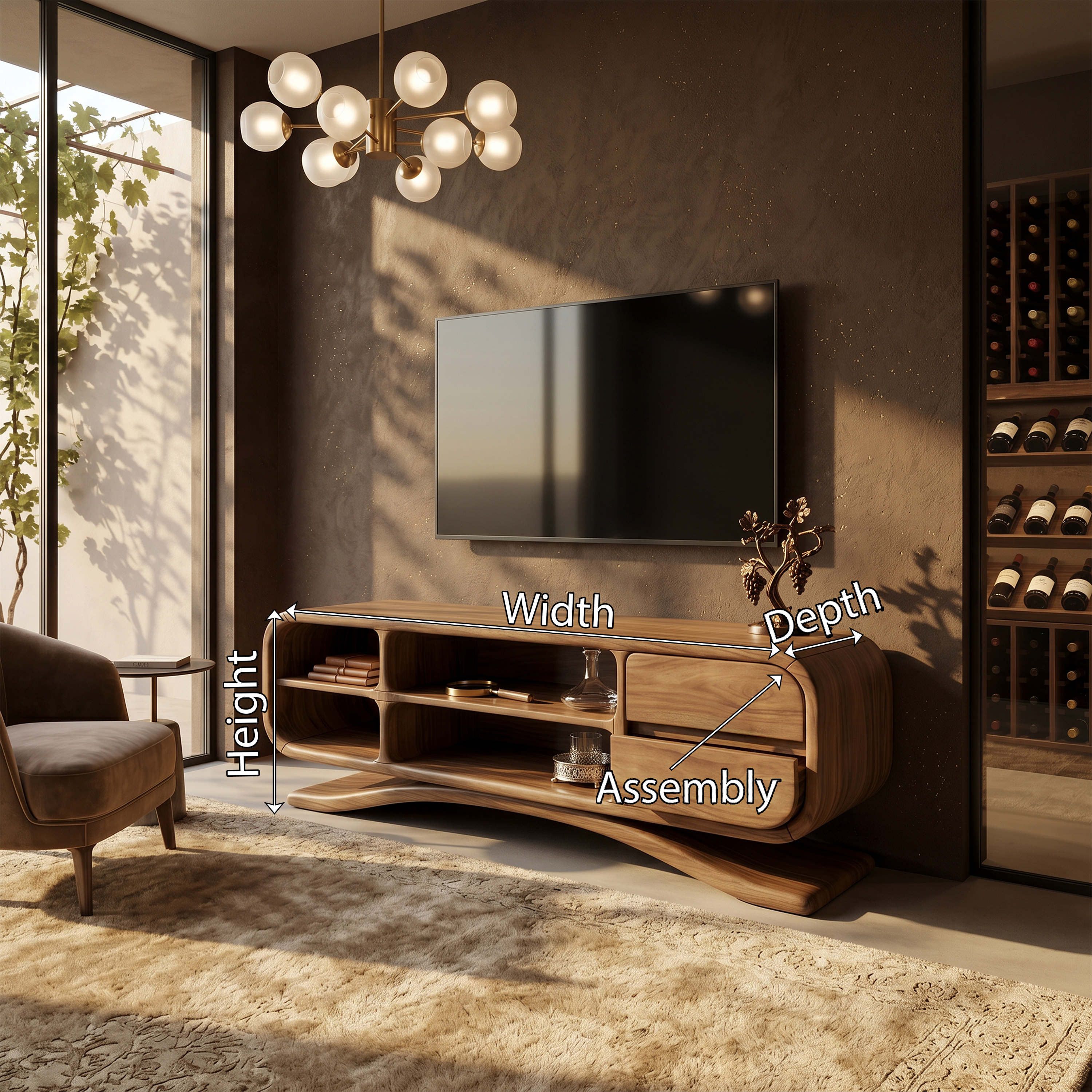 Boho Sculptural TV Cabinet For Artistic Living Room SILDTTRTVC084