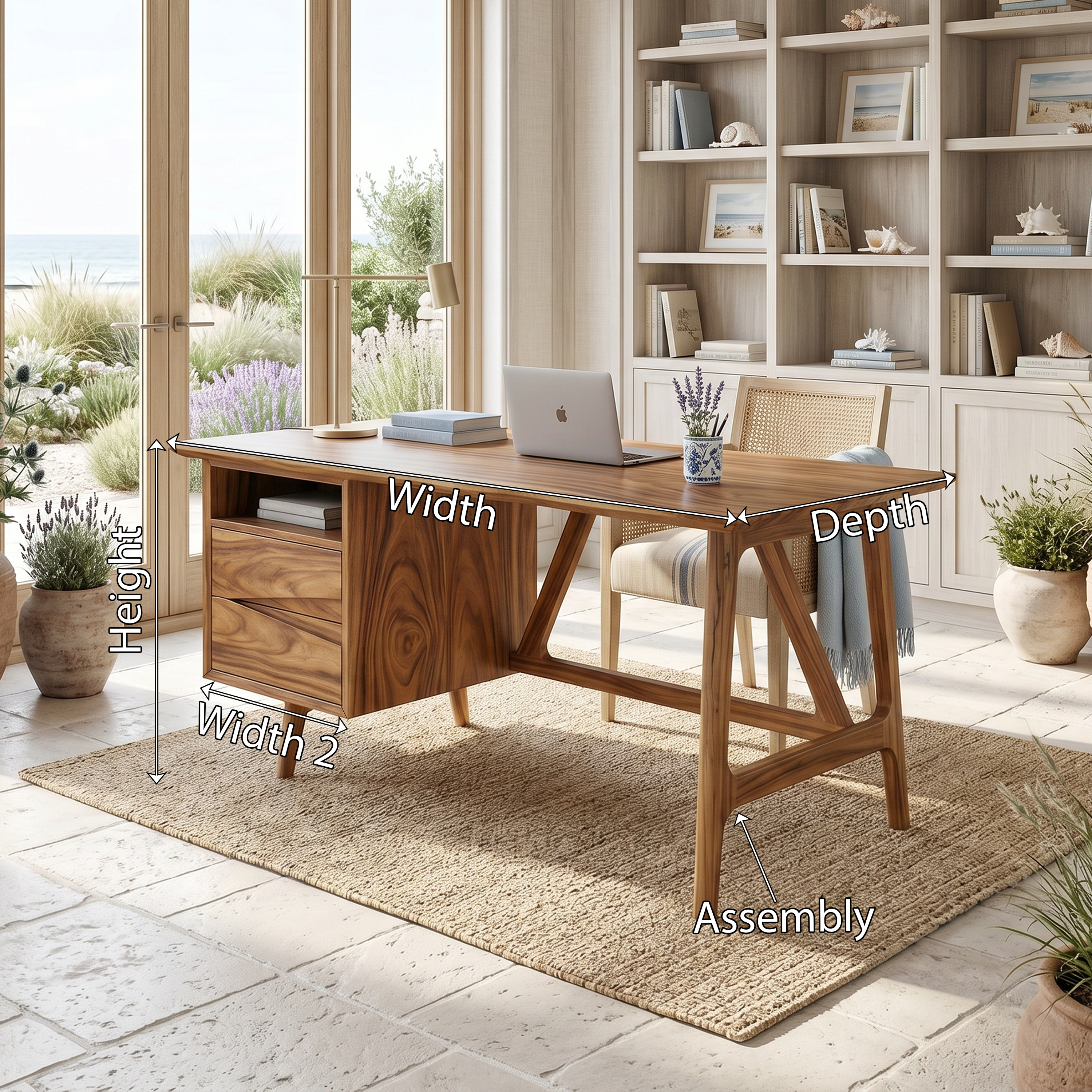 Luxury Live Edge Executive Desk Coastal Workspace SILDTTRDE036