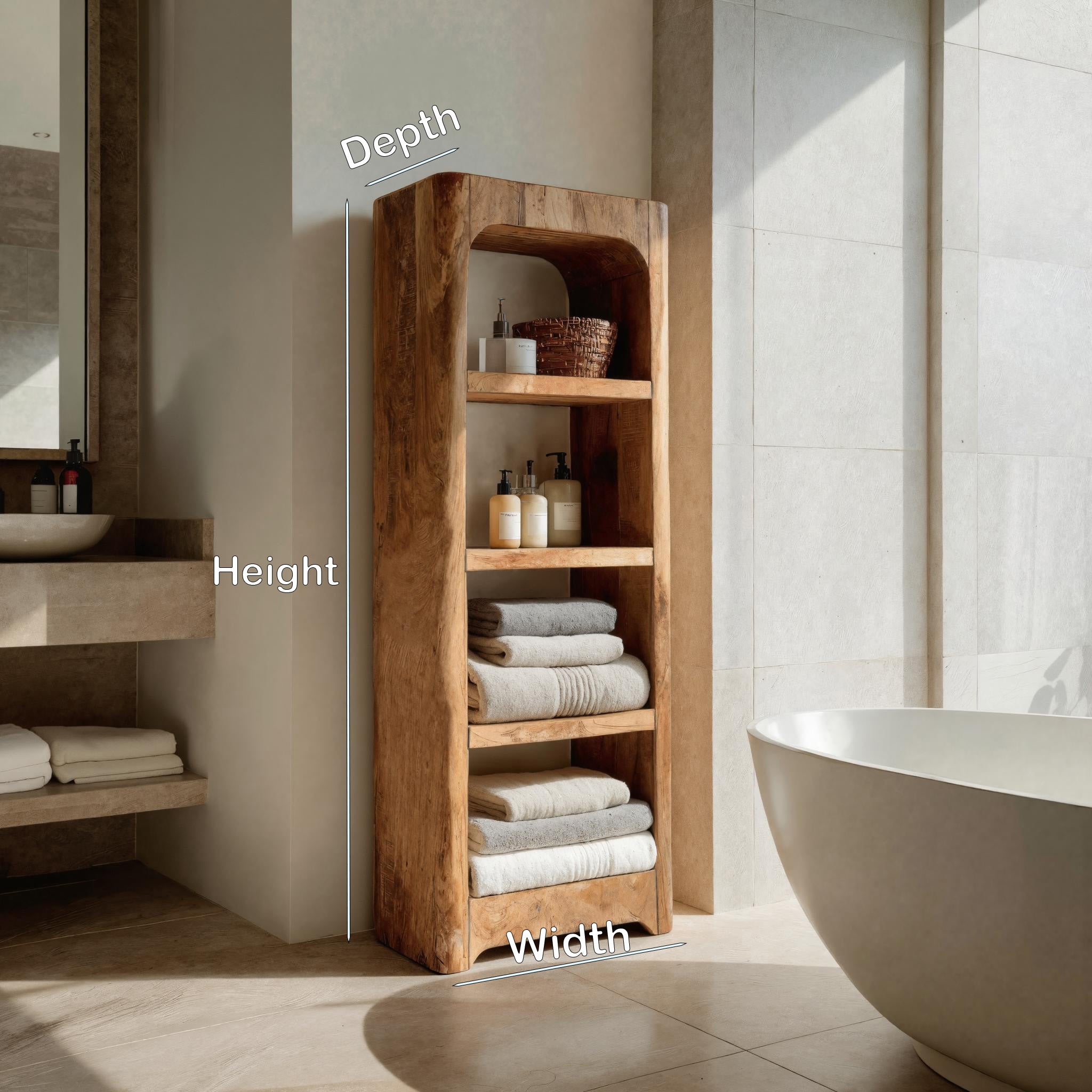 Handcrafted Wooden Bathroom Shelf With Four Tiers For Bathroom RTTHHNBRC022
