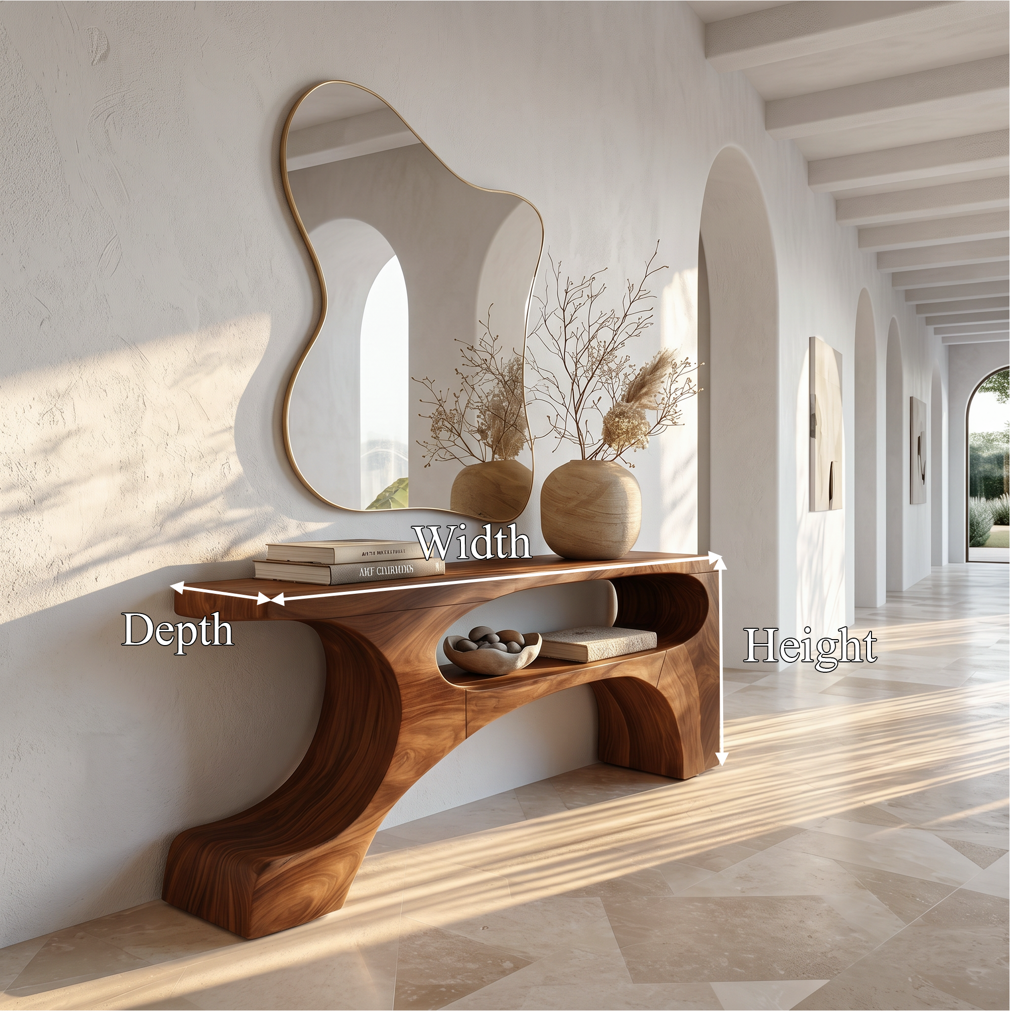 Contemporary Console Table With Organic Pedestal Design For Foyer SINLSACS629