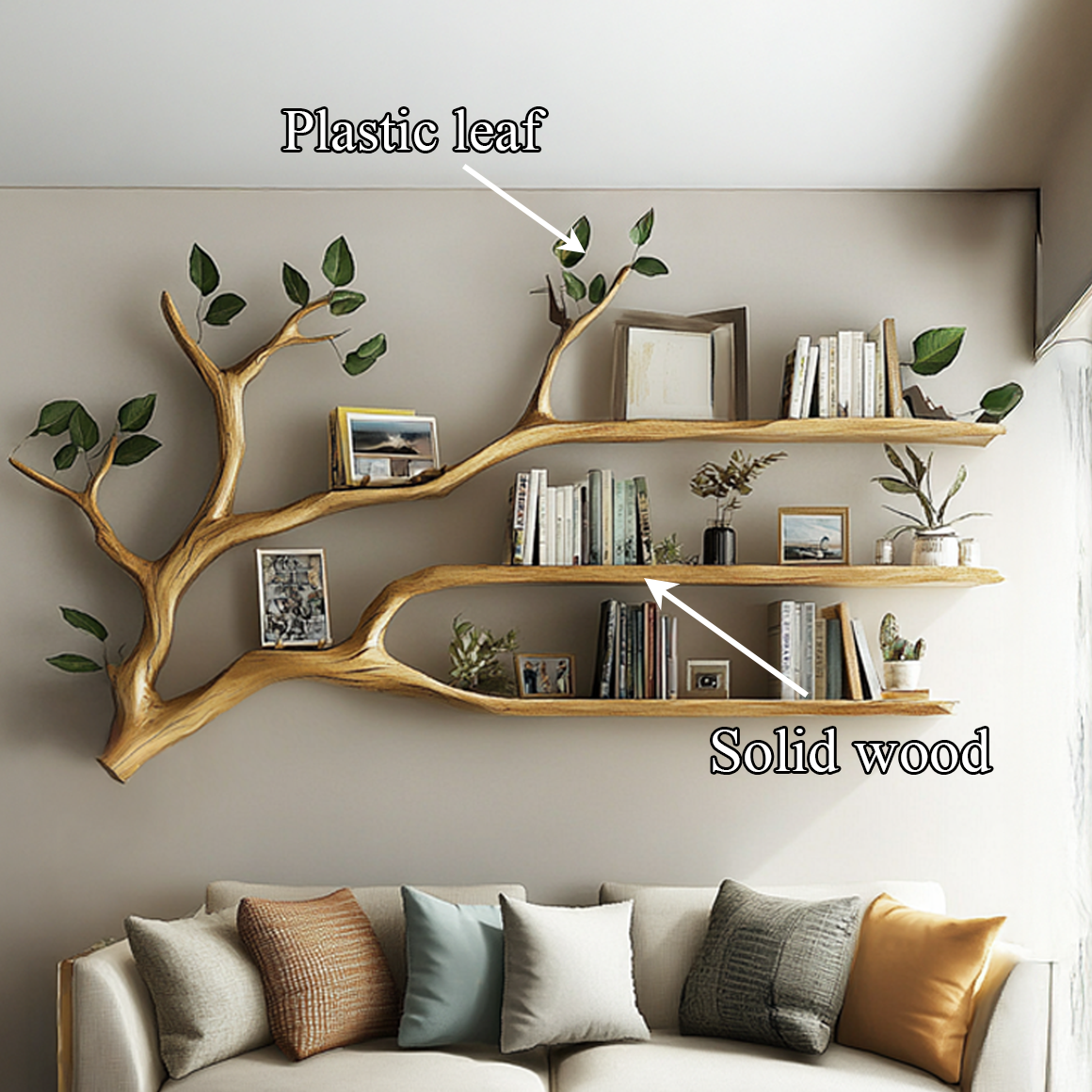 Rustic Wall Mounted Tree Bookshelf Living Room Or Bedroom SINLSATBS032