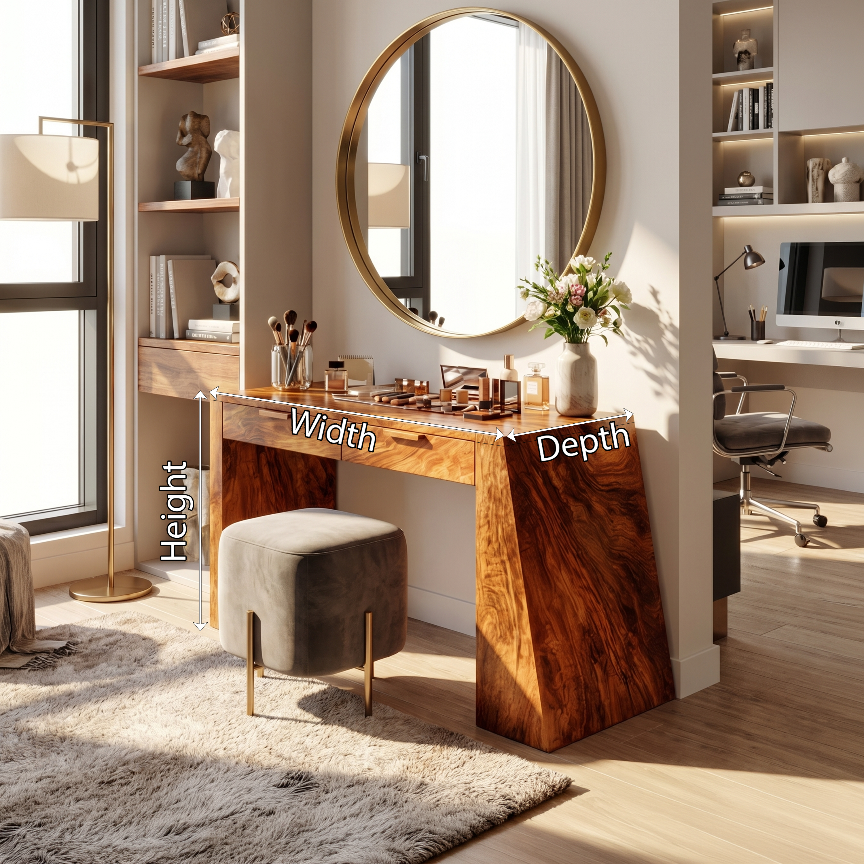 Industrial Makeup Vanity Desk Home Office Beauty Space Personal Area SILDTTRMV026