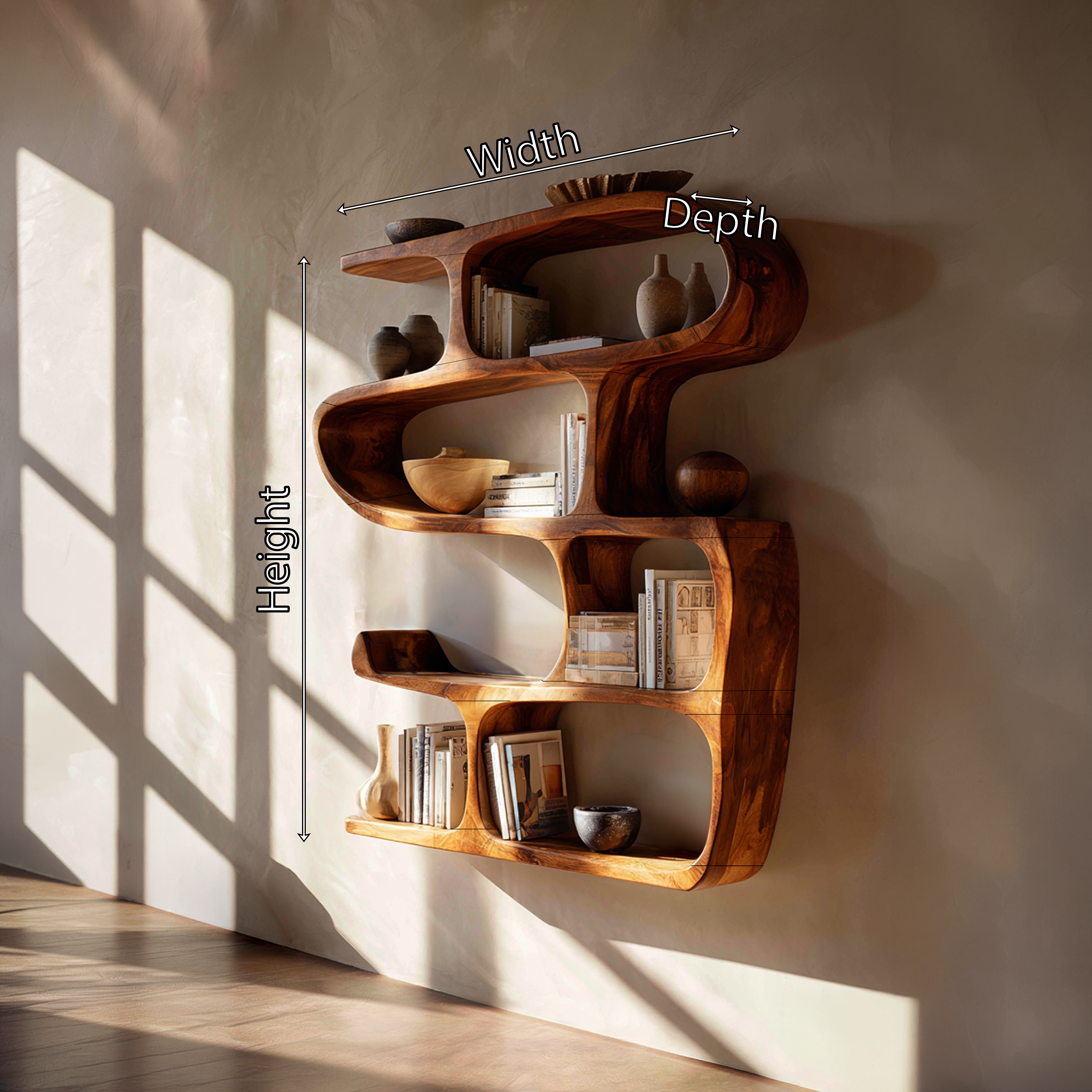 Modern Curved Bookshelf Entryway Storage Display SILDTTRBS009