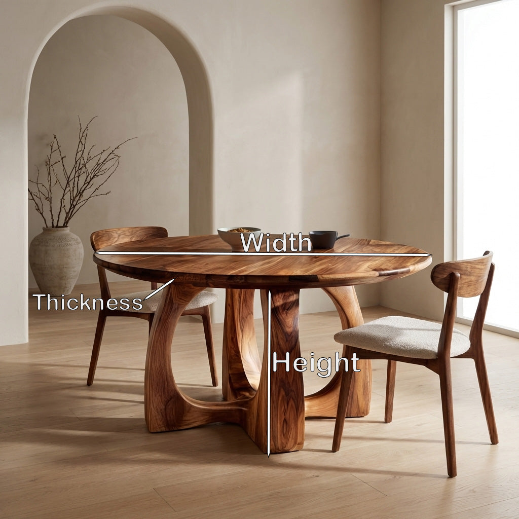 Wooden Round Dining Table With Artistic Base For Dining Room RTTHHNDN047