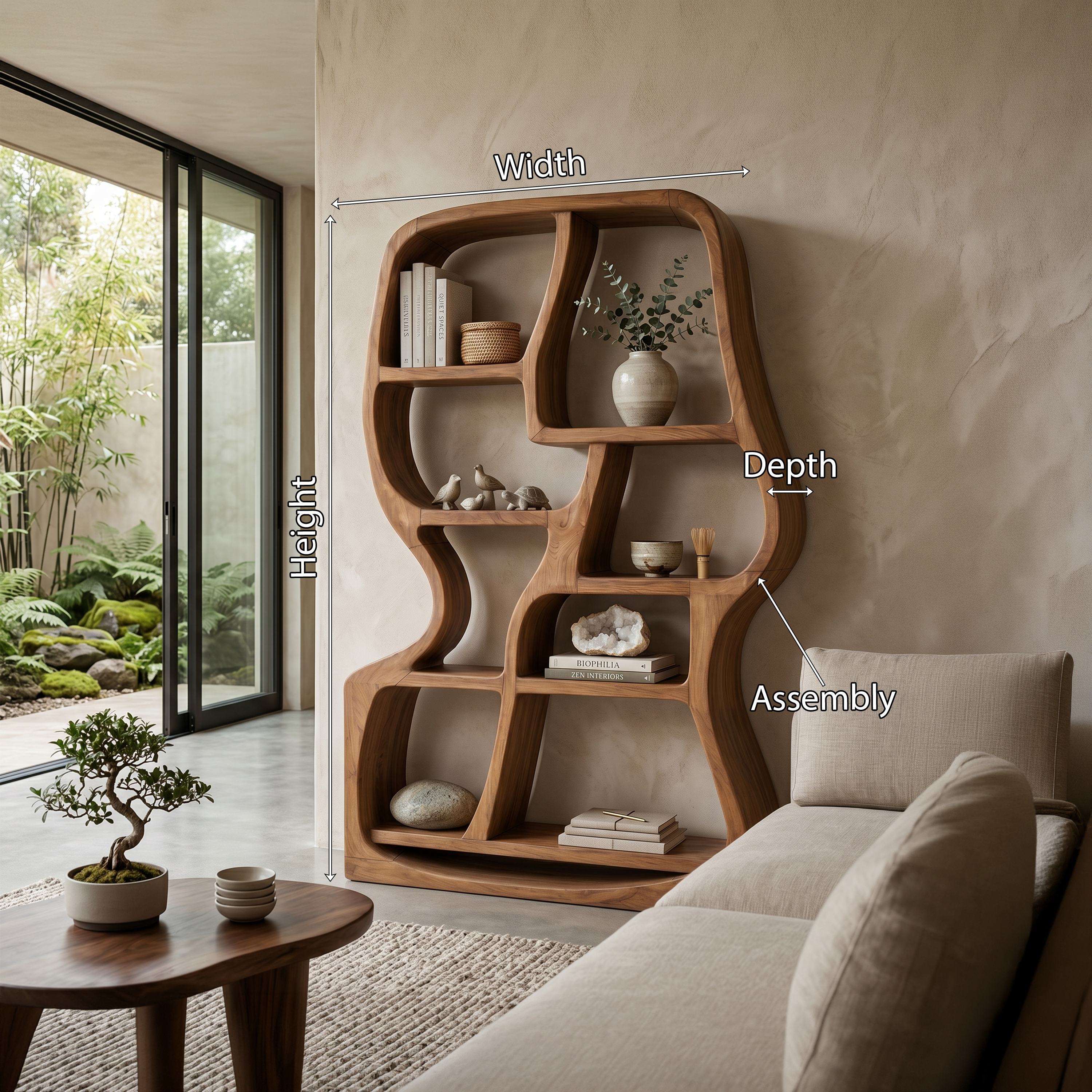 Modern Sculptural Bookshelf For Home Library Display SILDTTNBS037