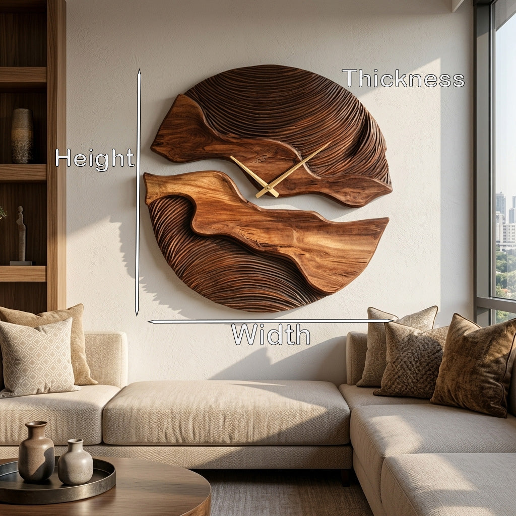 Organic Wooden Wall Clock With Unique Form For Living Room RTTHHNWAC025