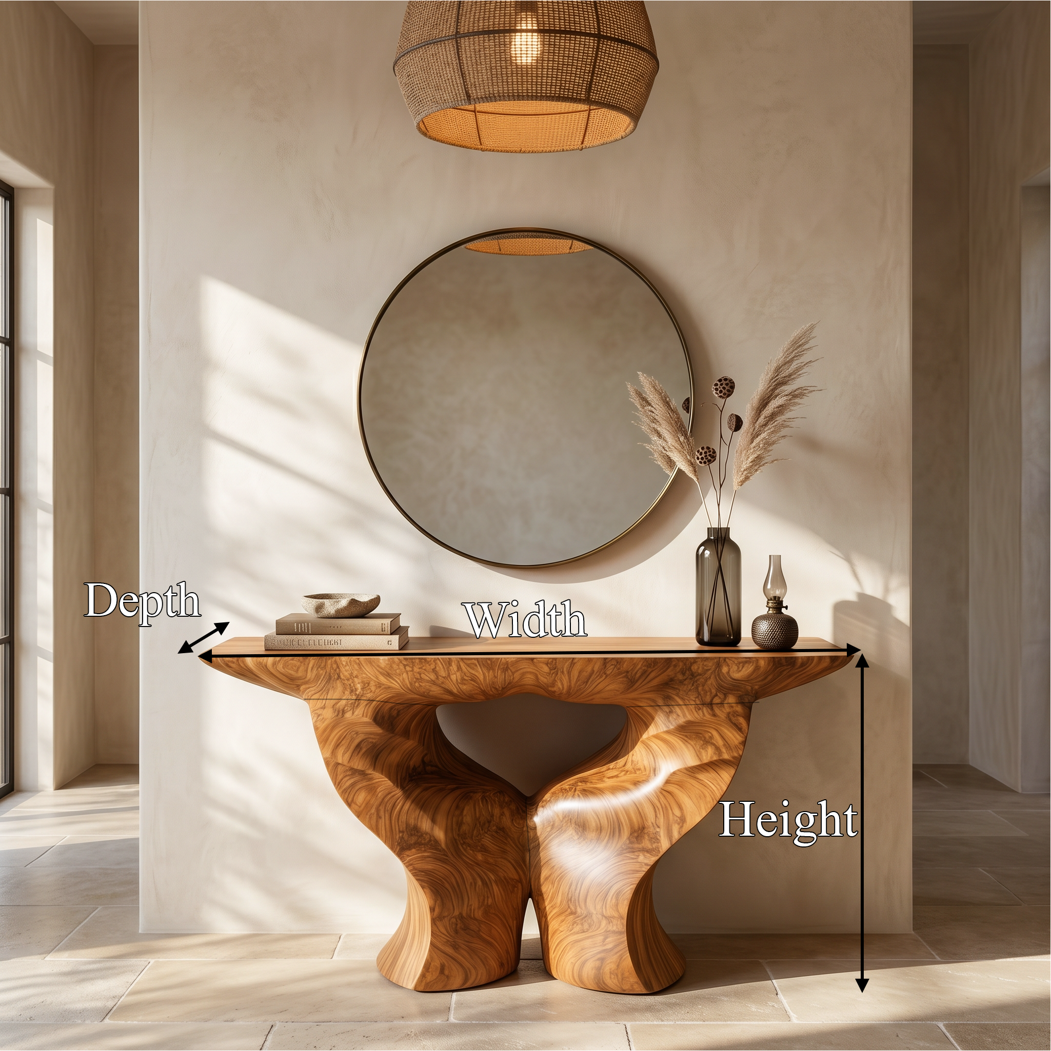 Organic Console Table With Artistic Nature Inspired Design For Living Room SINLSACS635