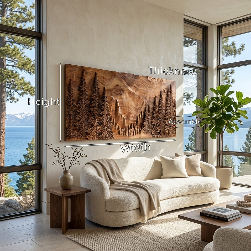 Modern Forest Mountain Wood Wall Art For Living Room RTTHHNWA209