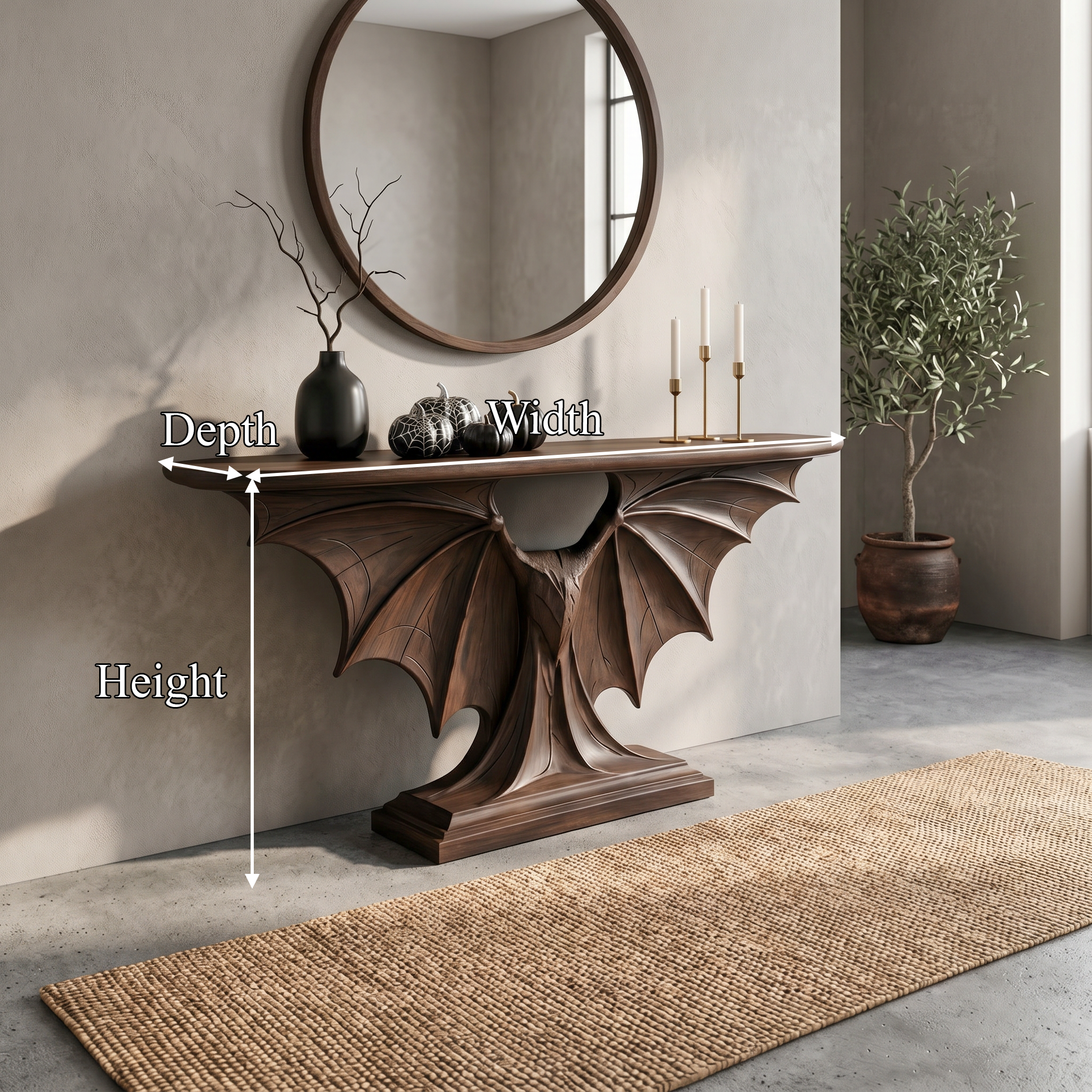 Modern Console Table Handcrafted Sculptural Design For Living Room Entryway SINLSACS677