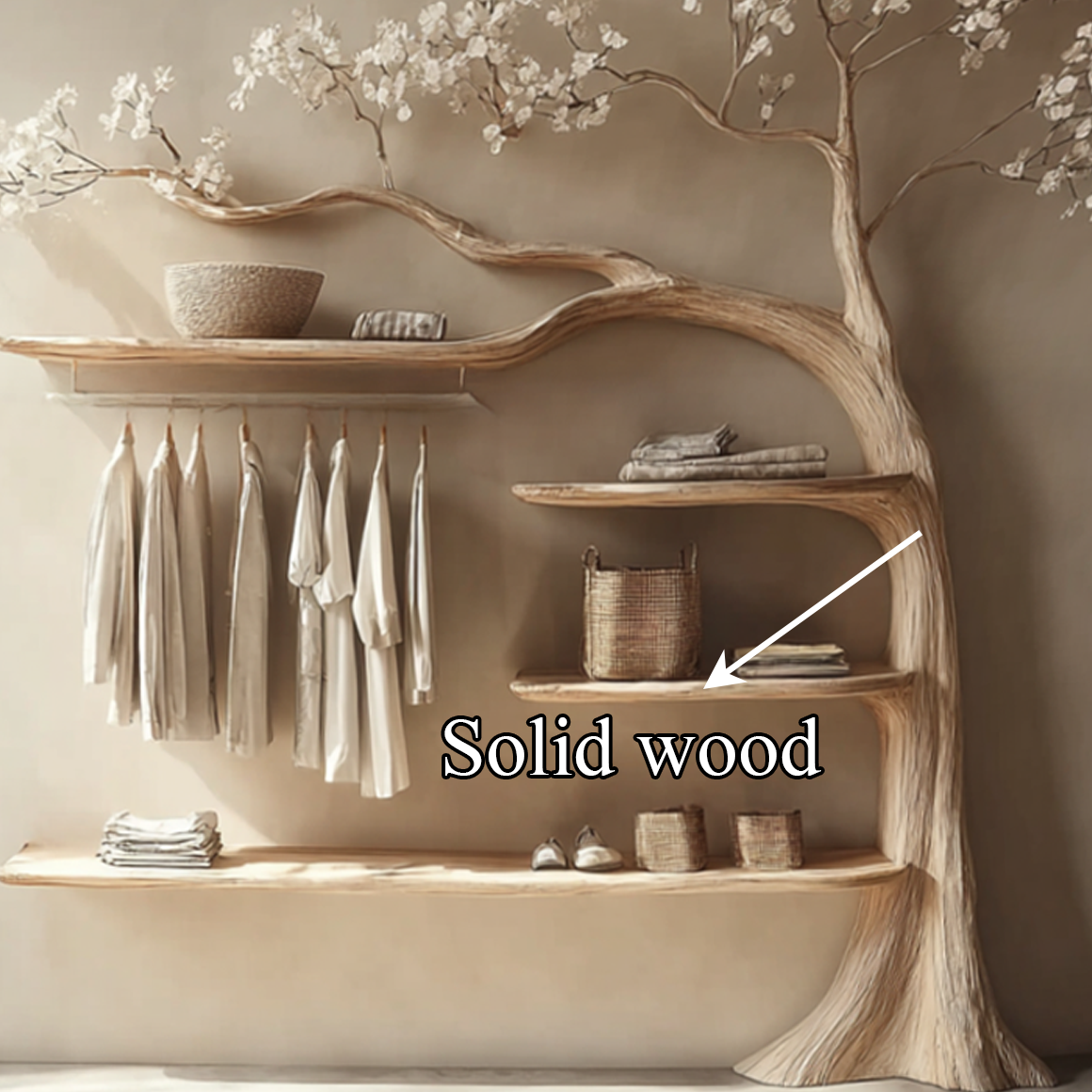 Rustic Tree Coat Rack Bedroom Closet SINLSATB284