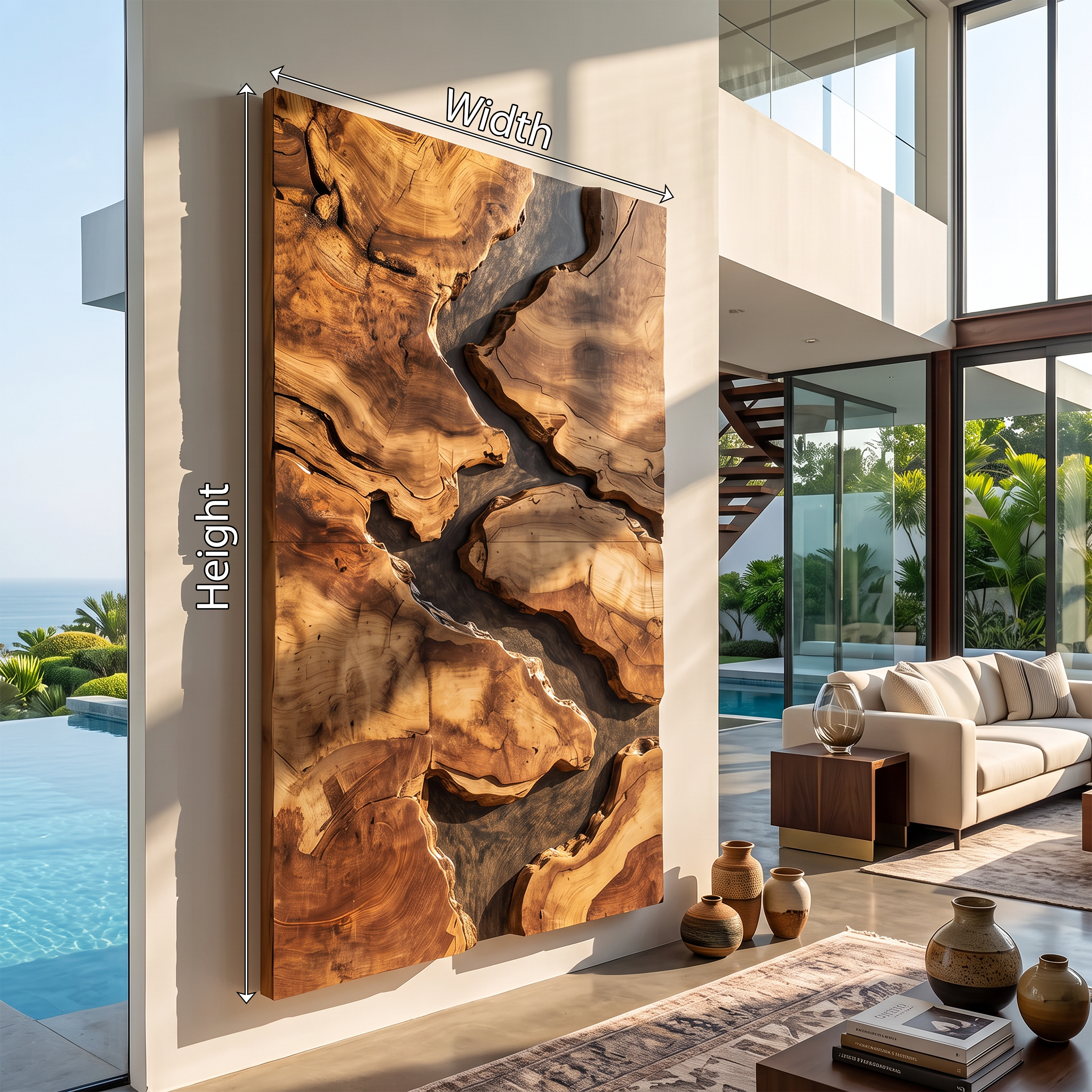 Mid Century Solid Wood Wall Sculpture For Living Room SILDTTRWA034