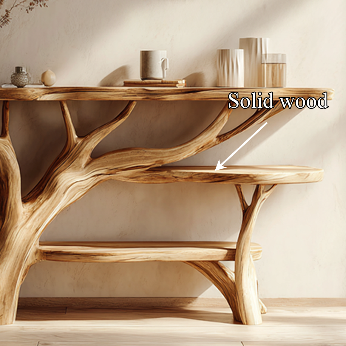 Rustic Tree Console Table Holiday Living Room Arrangement SINLSACS340