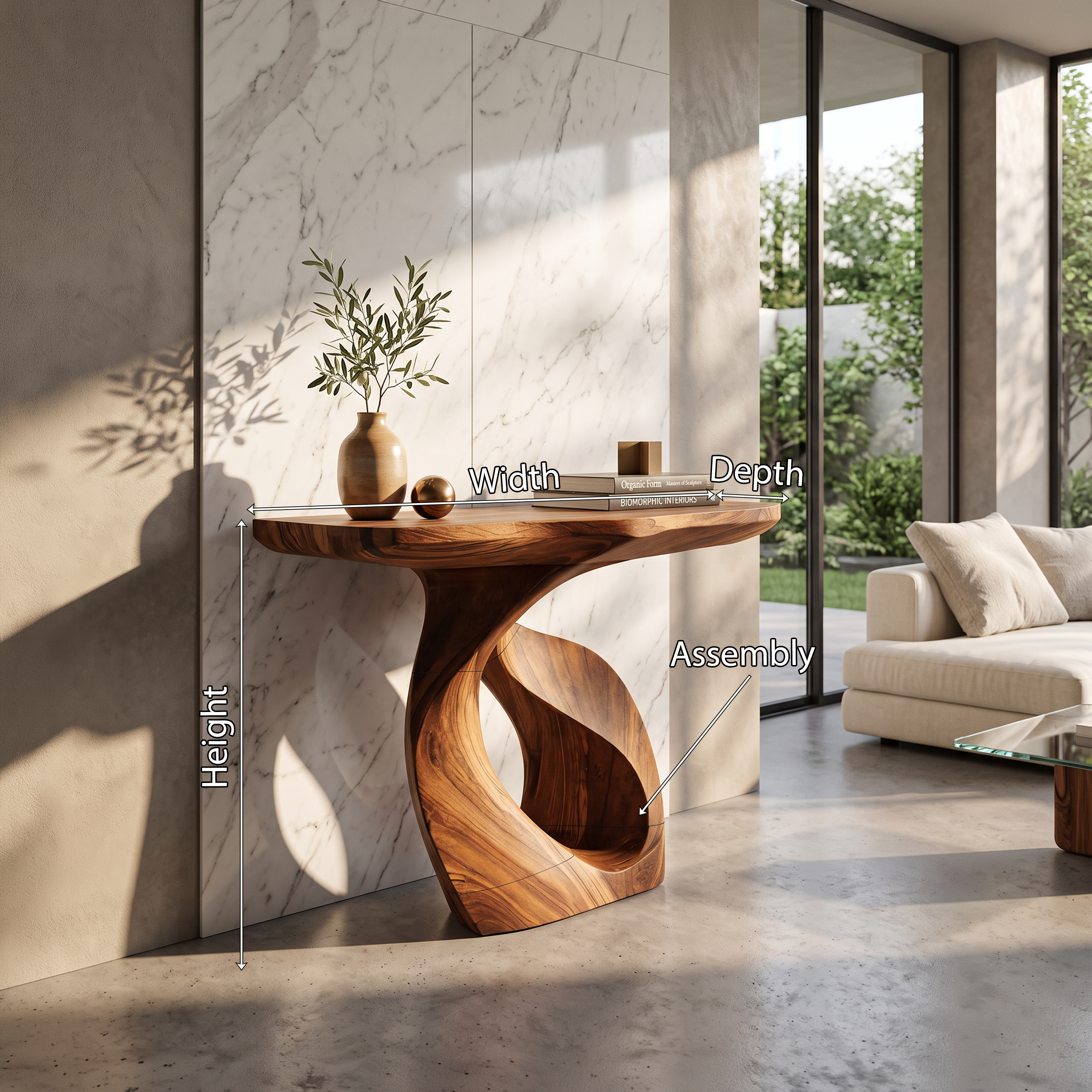 Handcrafted Solid Wood Console Table Organic Design For Entryway Decor SILDTTNCS070