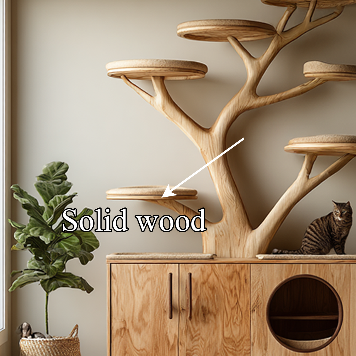 Rustic Tree Cat Tower Cabinet Living Room SINLSATT045