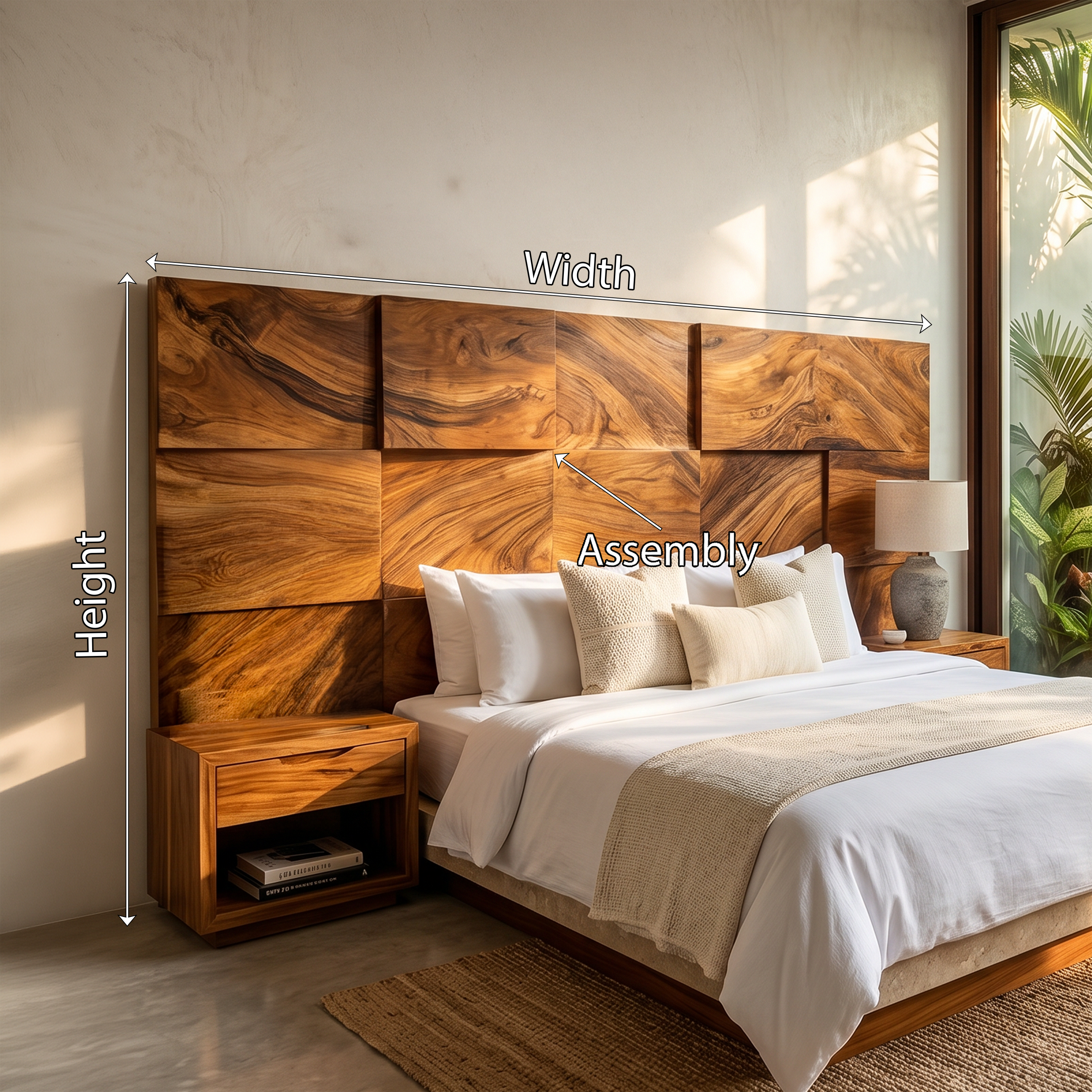 Modern Mosaic Wood Headboard For Neutral Bedroom SILDTTRHB021