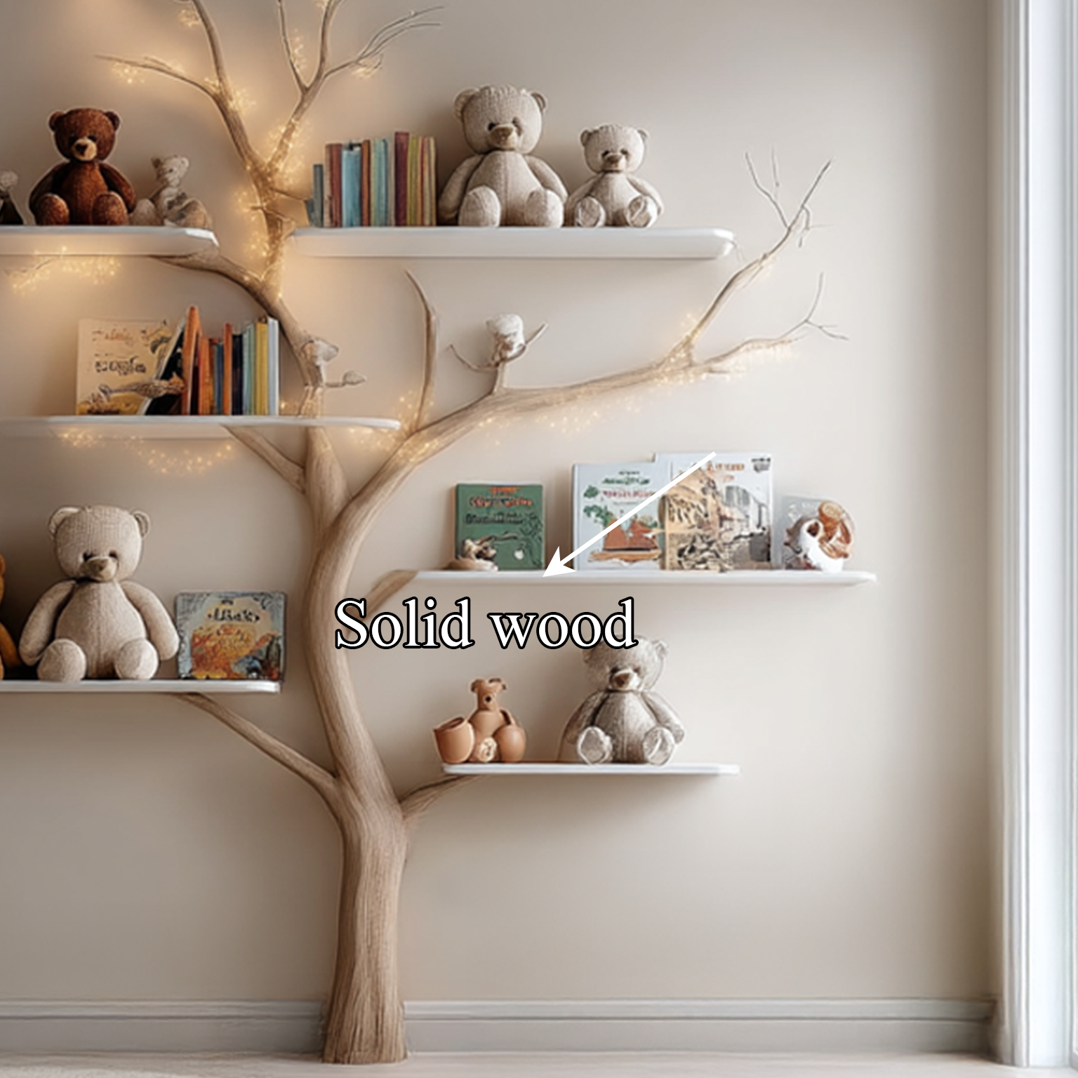 Midcentury Tree Bookshelf Nursery Bedroom SINLSATB256