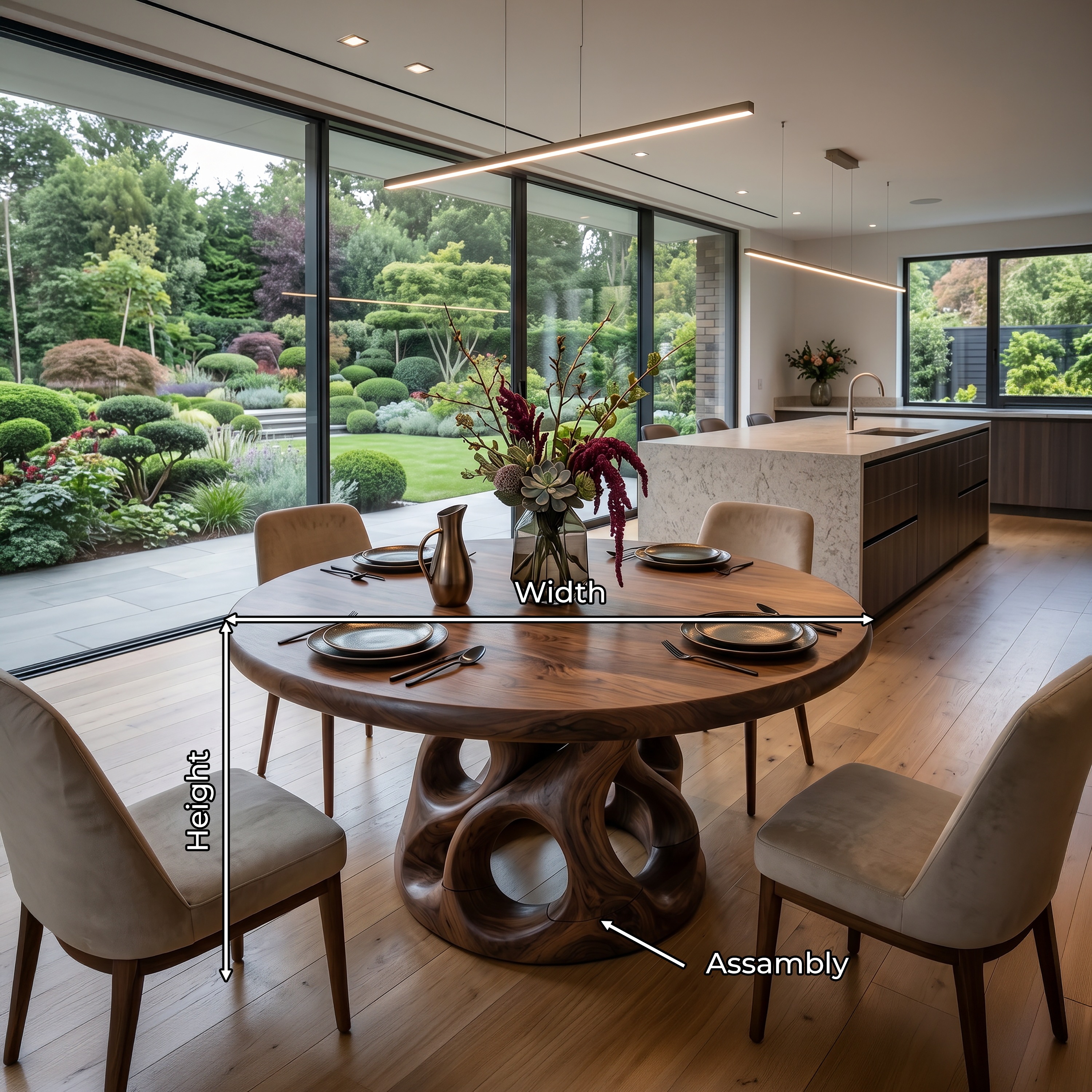 Sculptural Round Kitchen Table For Garden View Room SILDTTRDN065
