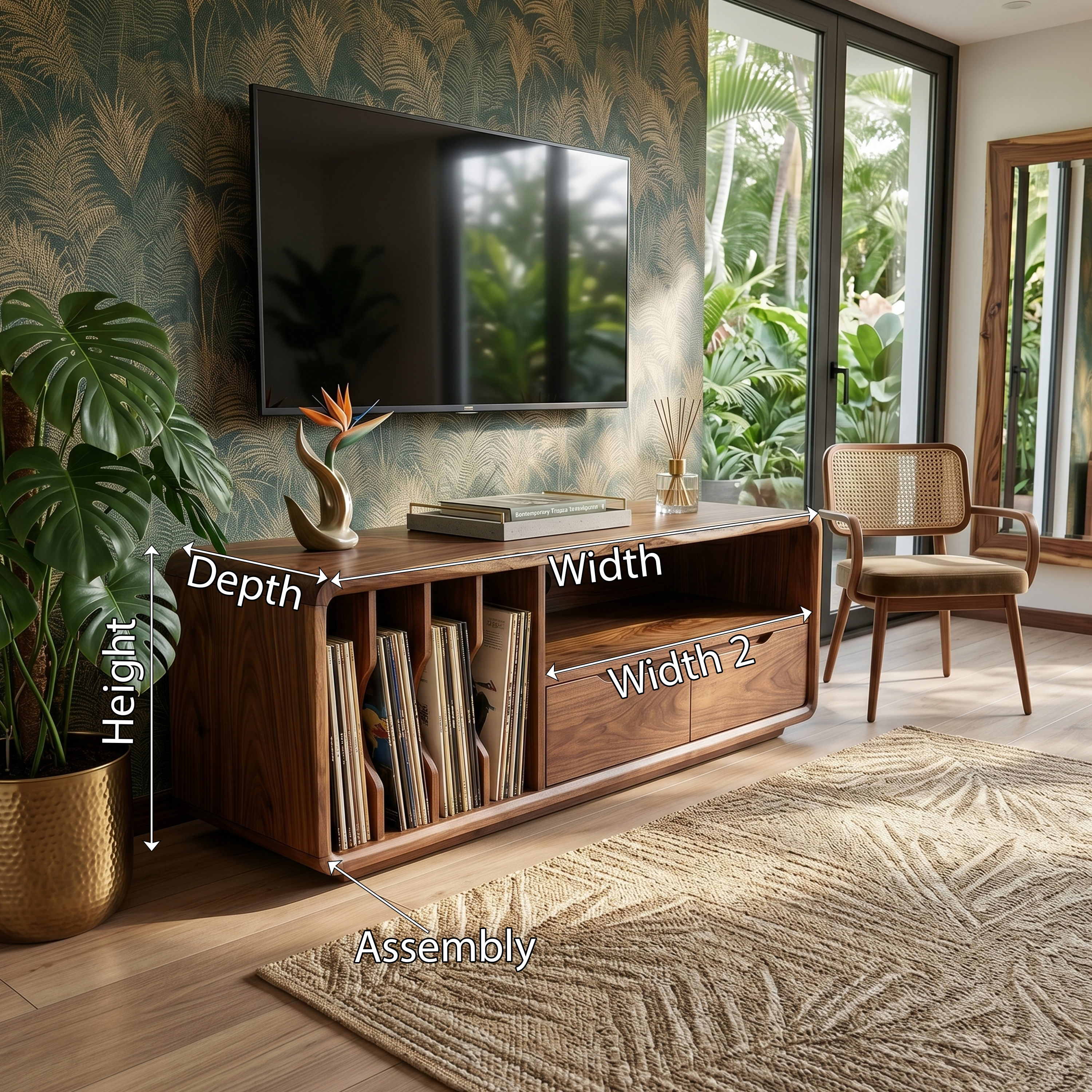 Handmade Wooden TV Cabinet Organic Curved Form SILDTTRTVC114