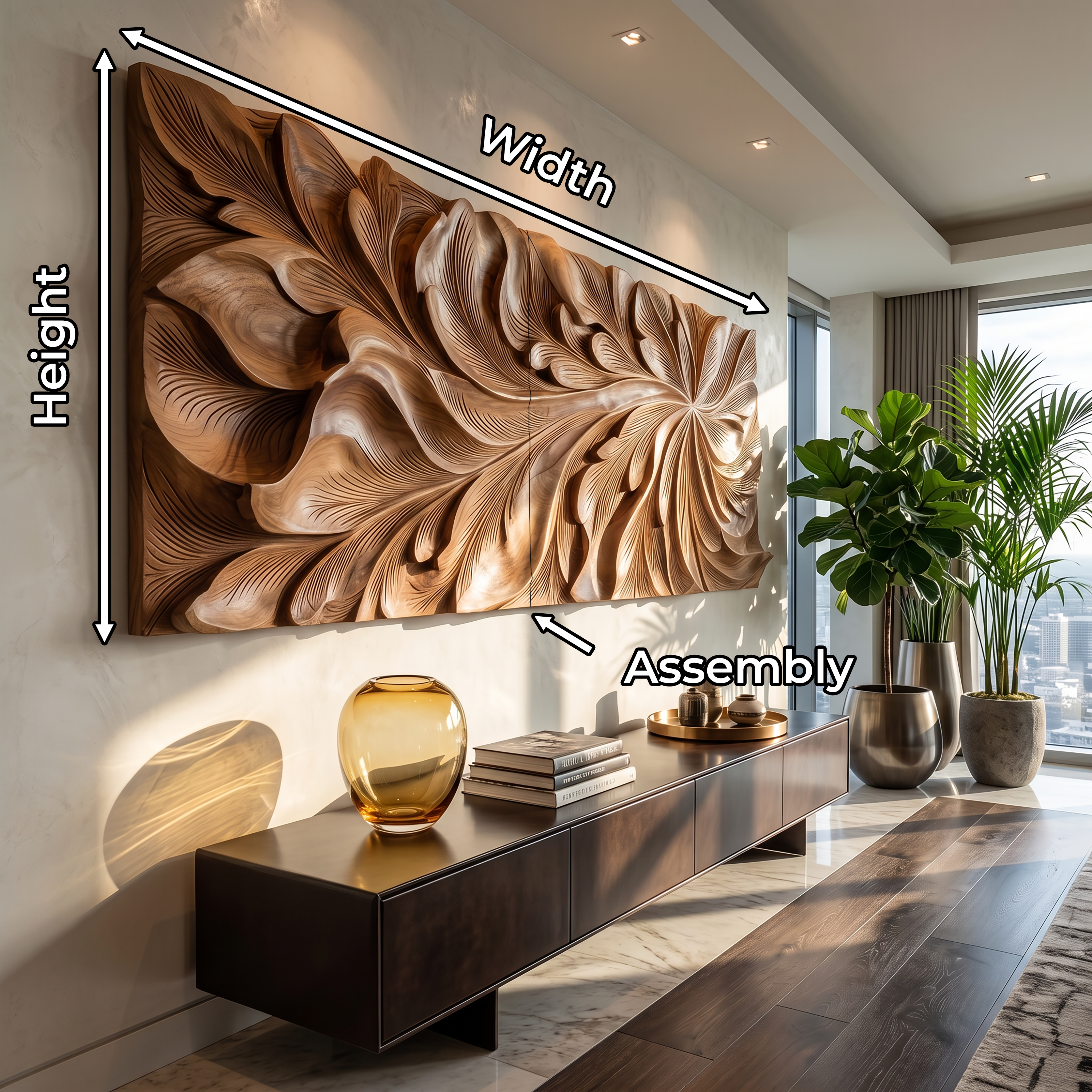 Luxury Wall Art With Floral Carving For Living Room SILDTTRWA155
