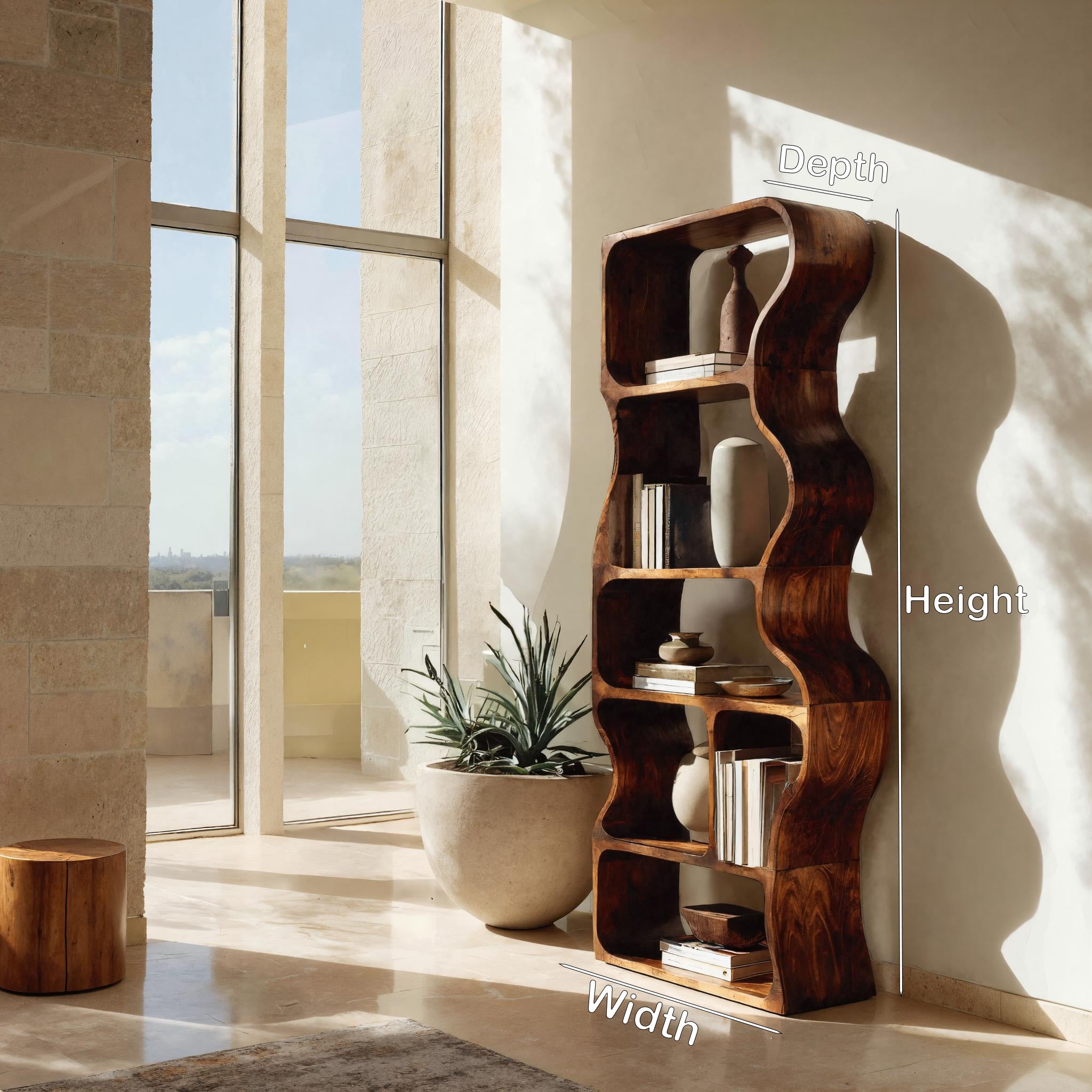 Organic Standing Shelf With Flowing Edges For Living Room RTTHHNSS010