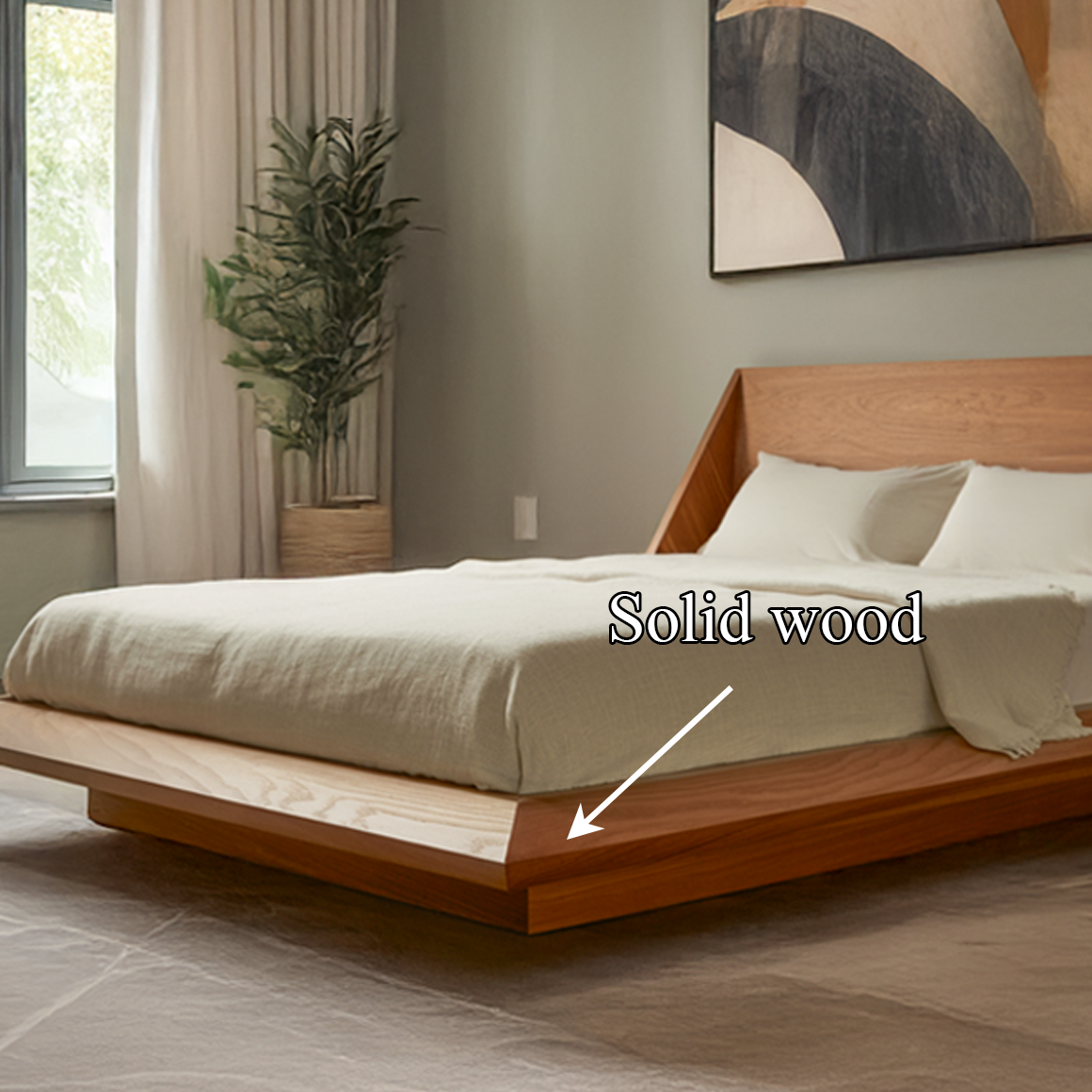 Mid Century Modern Low Bed Bedroom Living Space SINLSAWB62